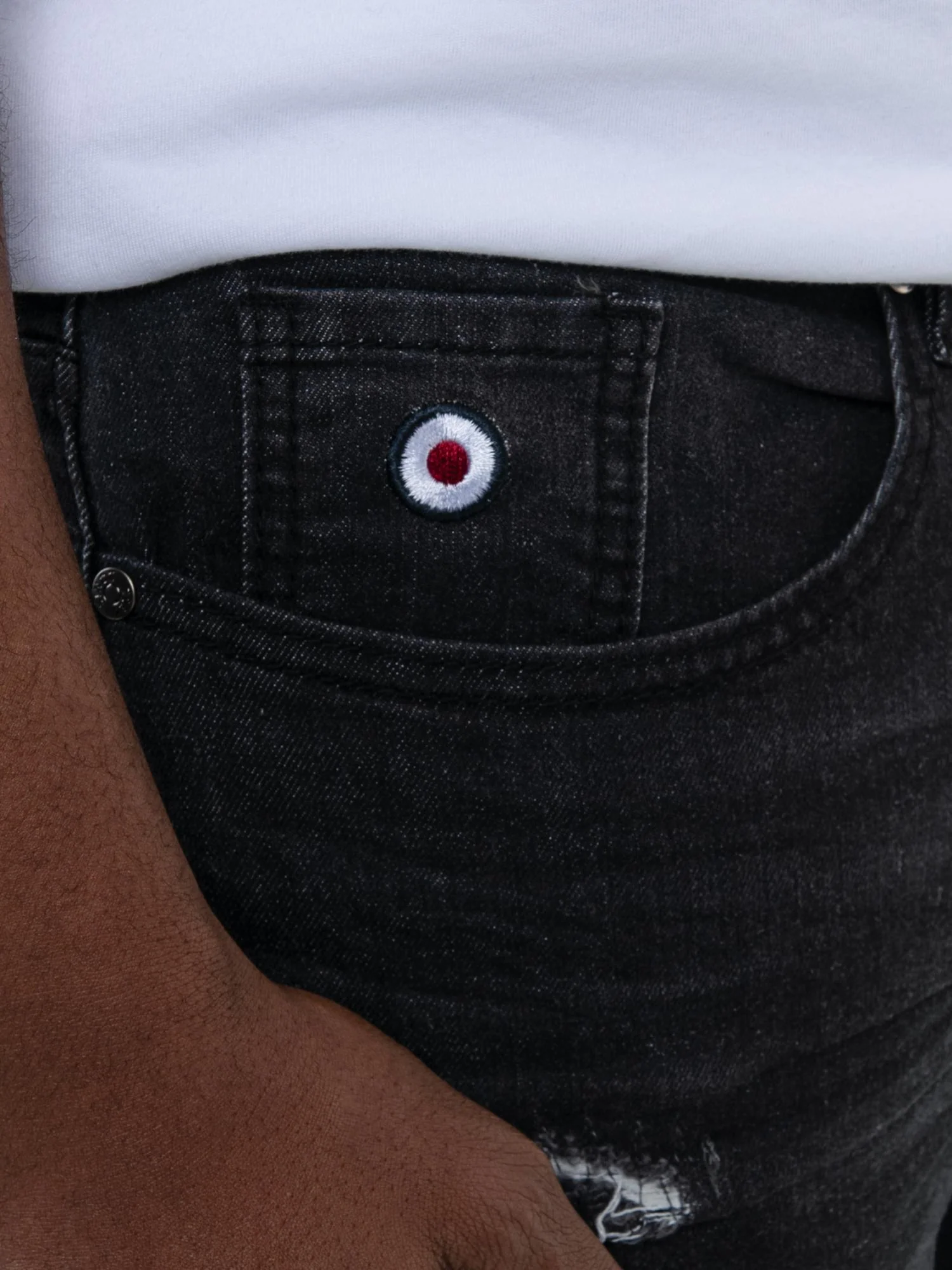 ABRASION DENIM SLIM FIT - Black - Image 4