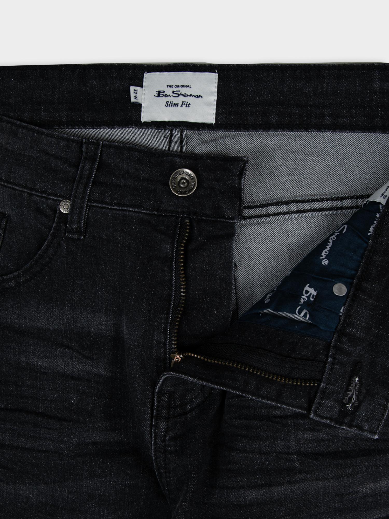 ABRASION DENIM SLIM FIT - Black - Image 7
