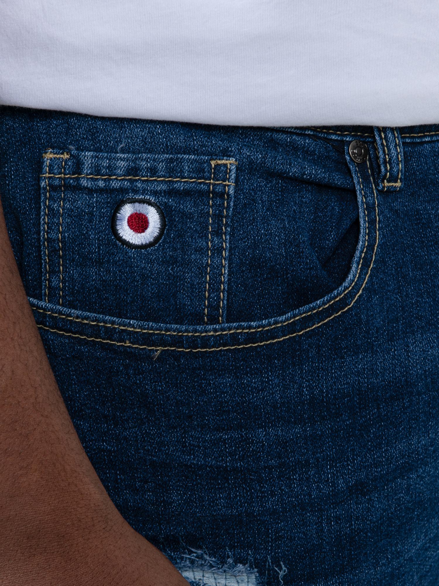 ABRASION DENIM SLIM FIT - Dark Blue - Image 4