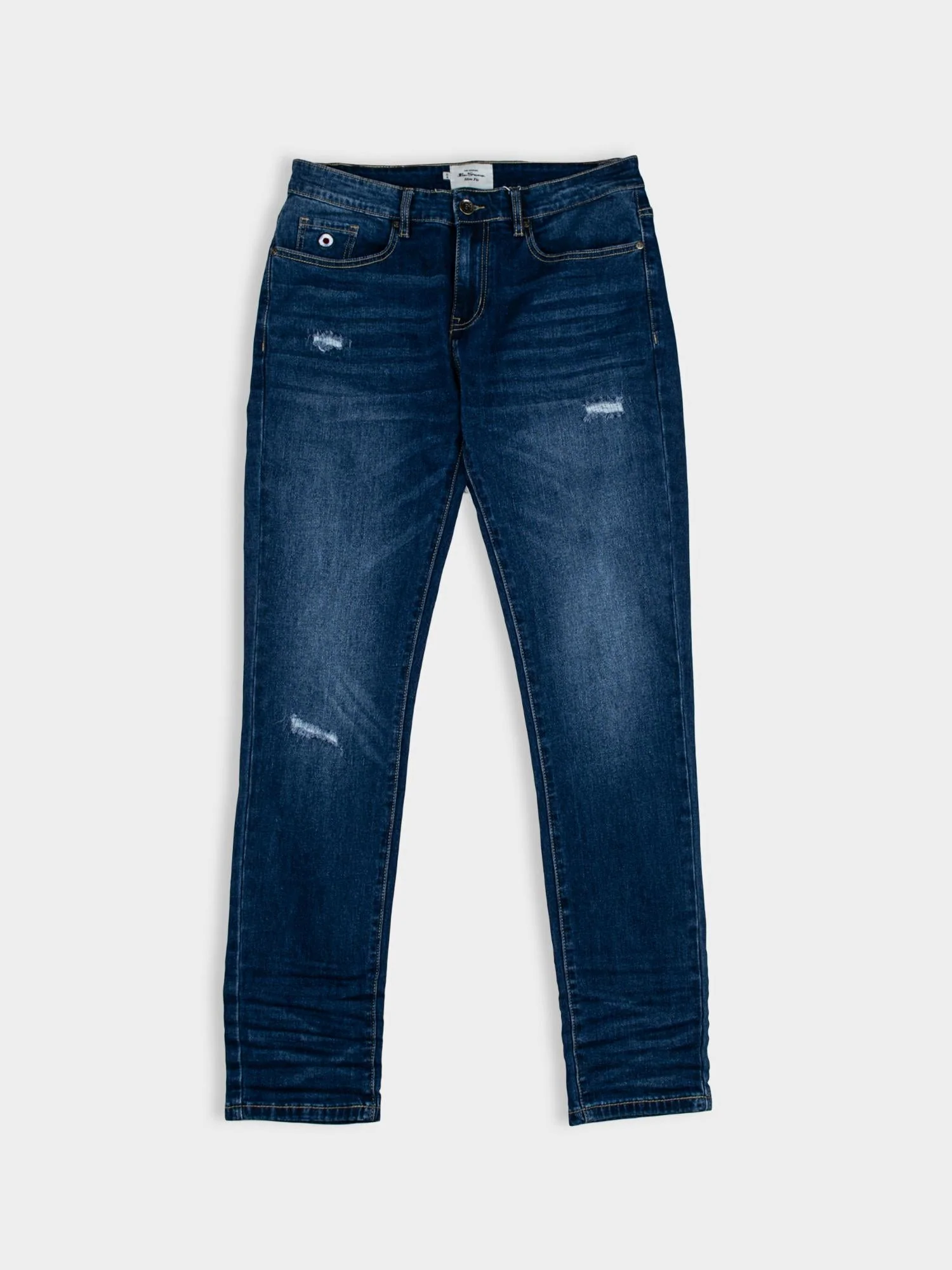 ABRASION DENIM SLIM FIT - Dark Blue - Image 6