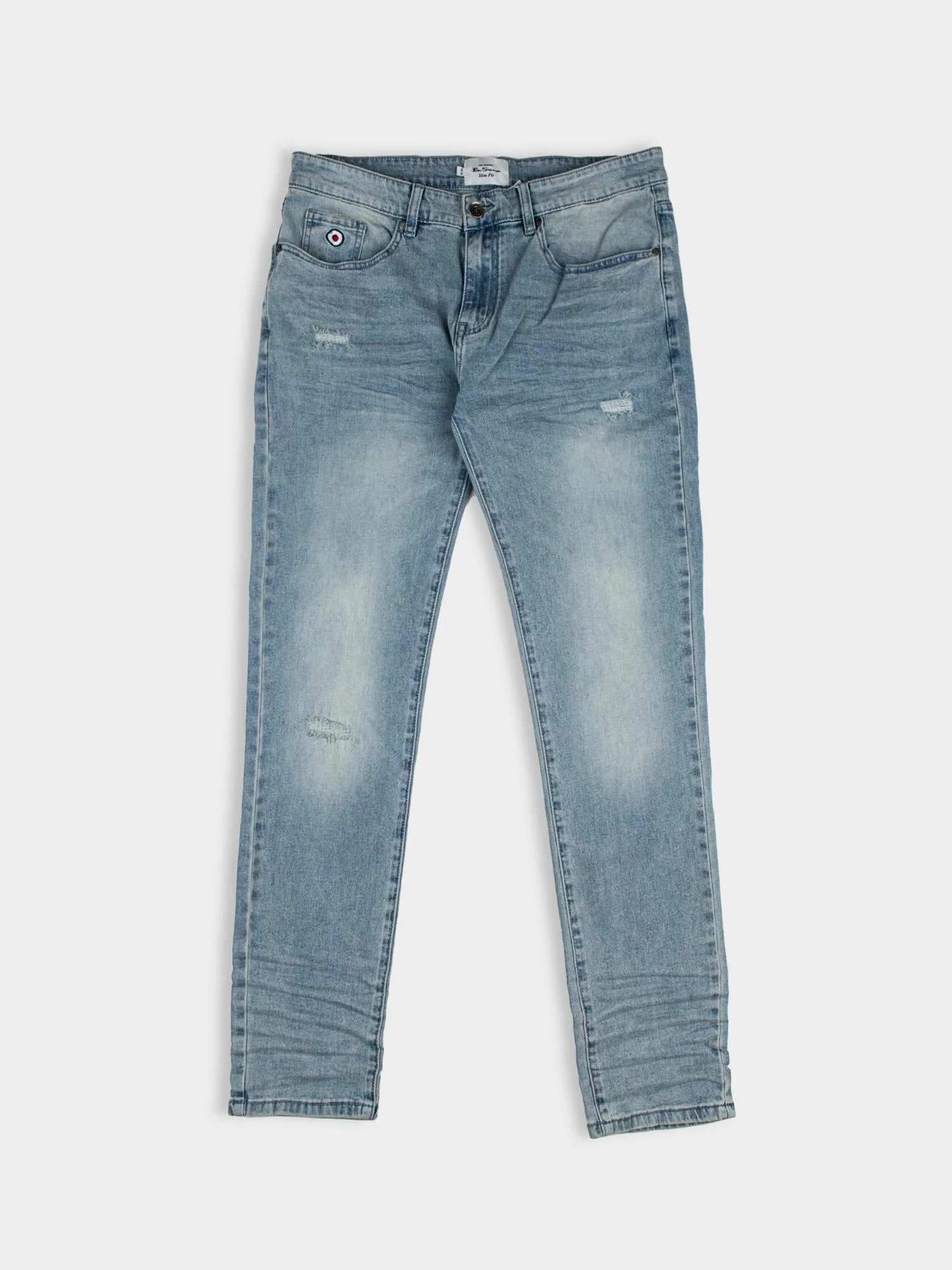 ABRASION DENIM SLIM FIT - Light Blue - Image 6