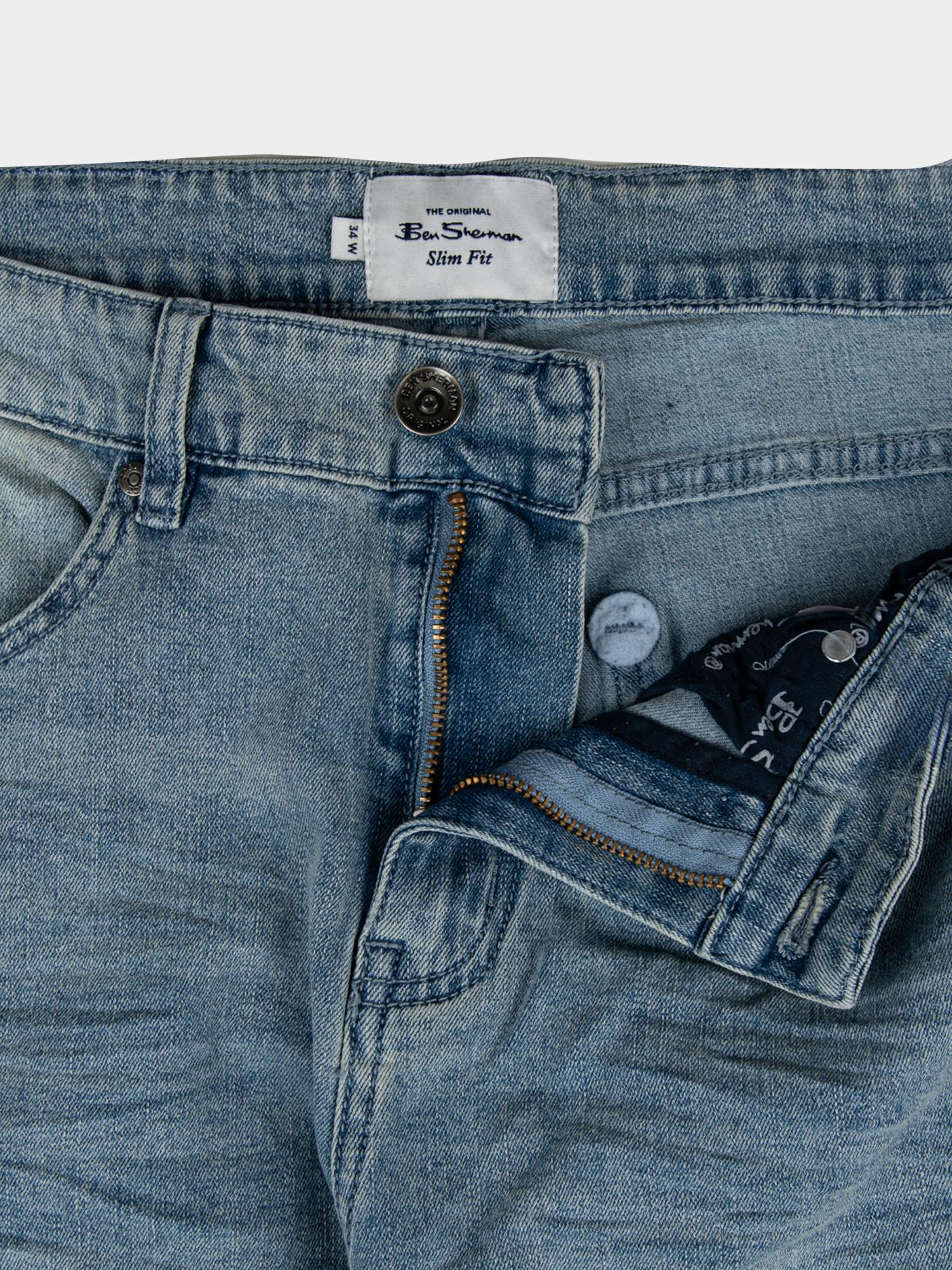 ABRASION DENIM SLIM FIT - Light Blue - Image 7