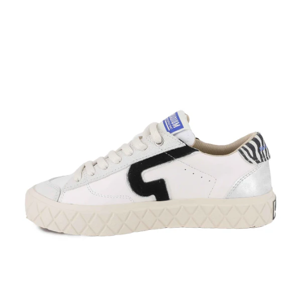 Ace Lo Mix Leather - Star White / Zebra - Image 3