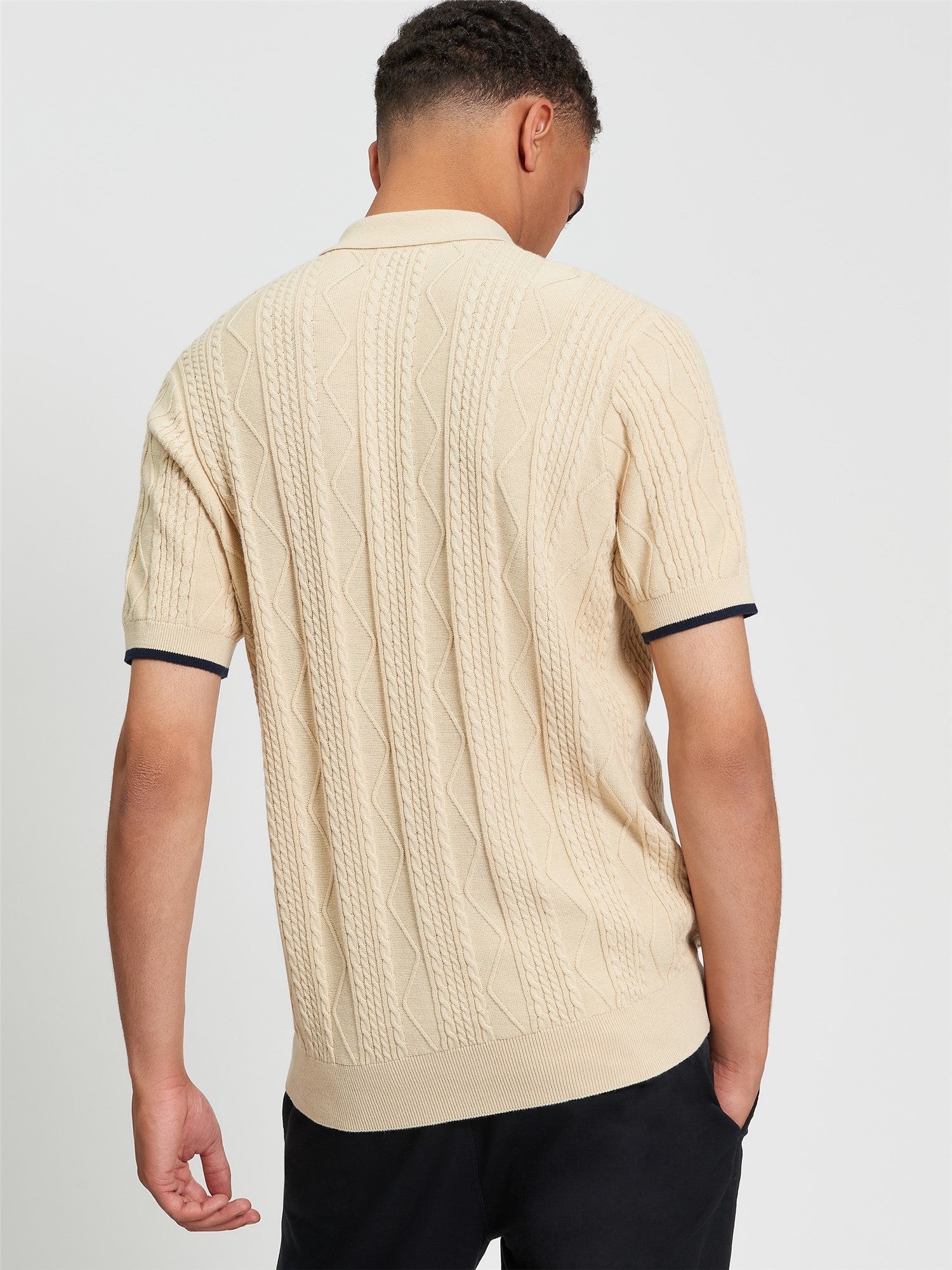 Cable Texture Polo in Fog - Image 2