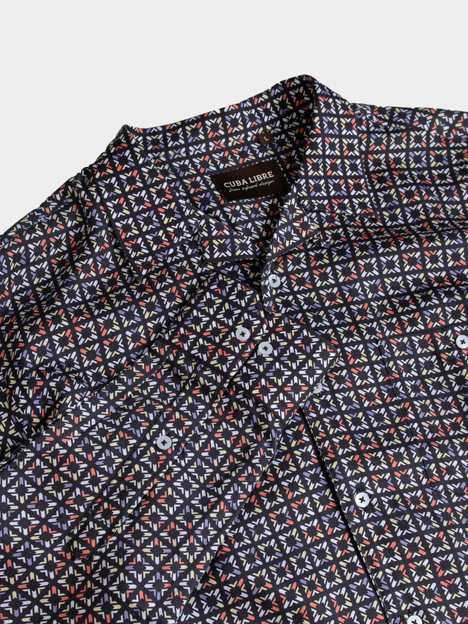 DeJuan Tencel Print Long Sleeve Shirt - Black - Image 5