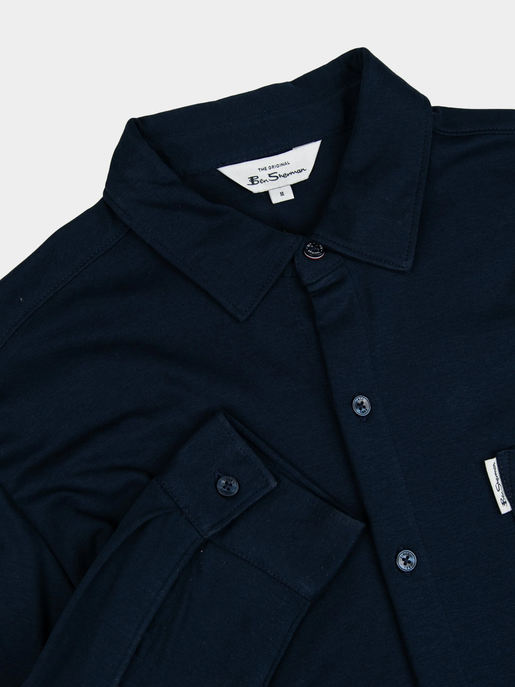 Double Knit Interlock Long Sleeve Shirt - Navy - Image 2