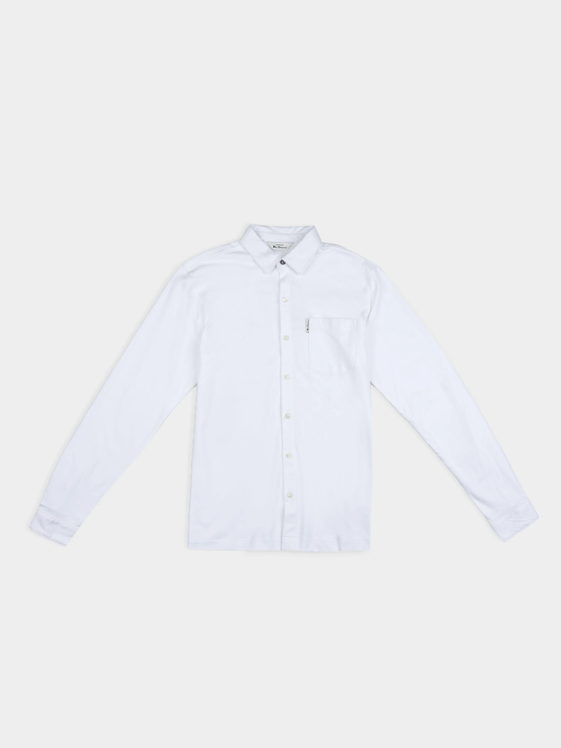 Double Knit Interlock Long Sleeve Shirt - White