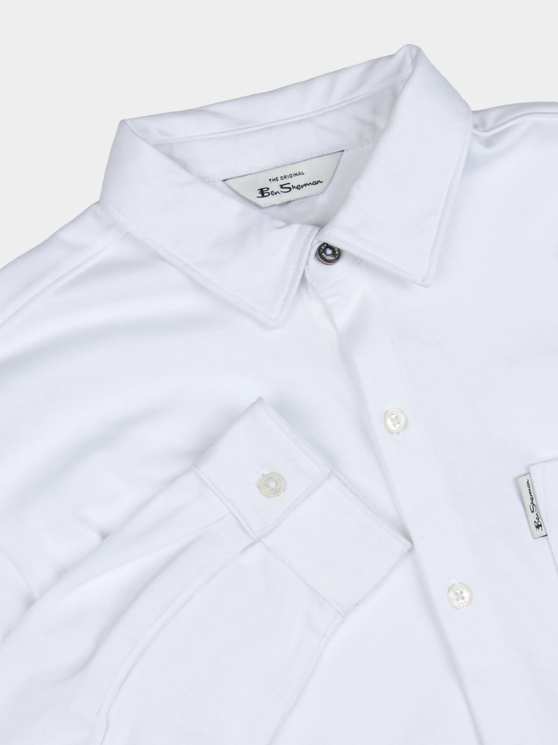 Double Knit Interlock Long Sleeve Shirt - White - Image 2