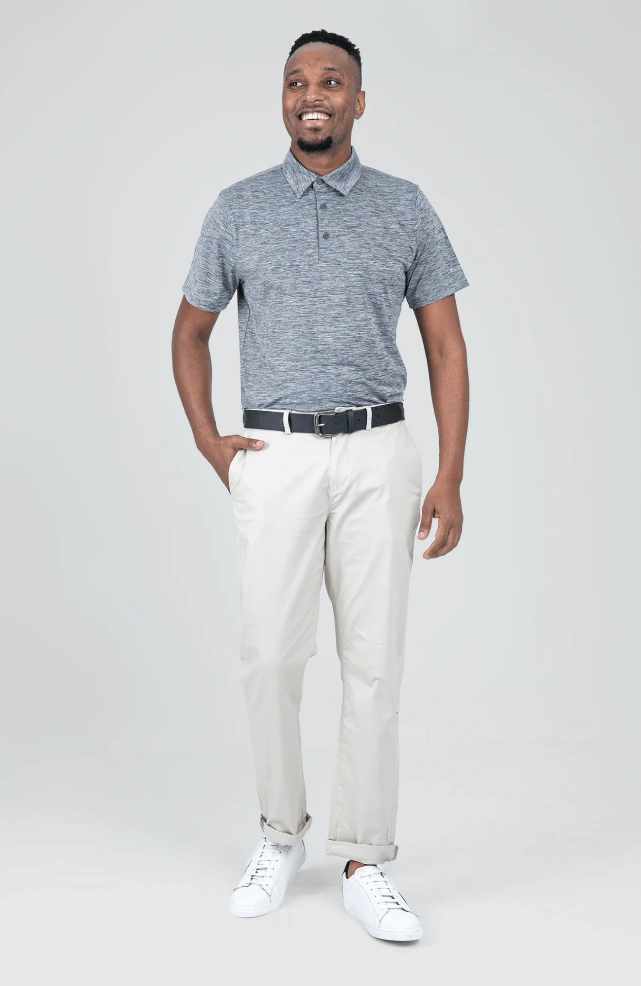 Heather Polo SS Sports Fit - Charcoal - Image 3