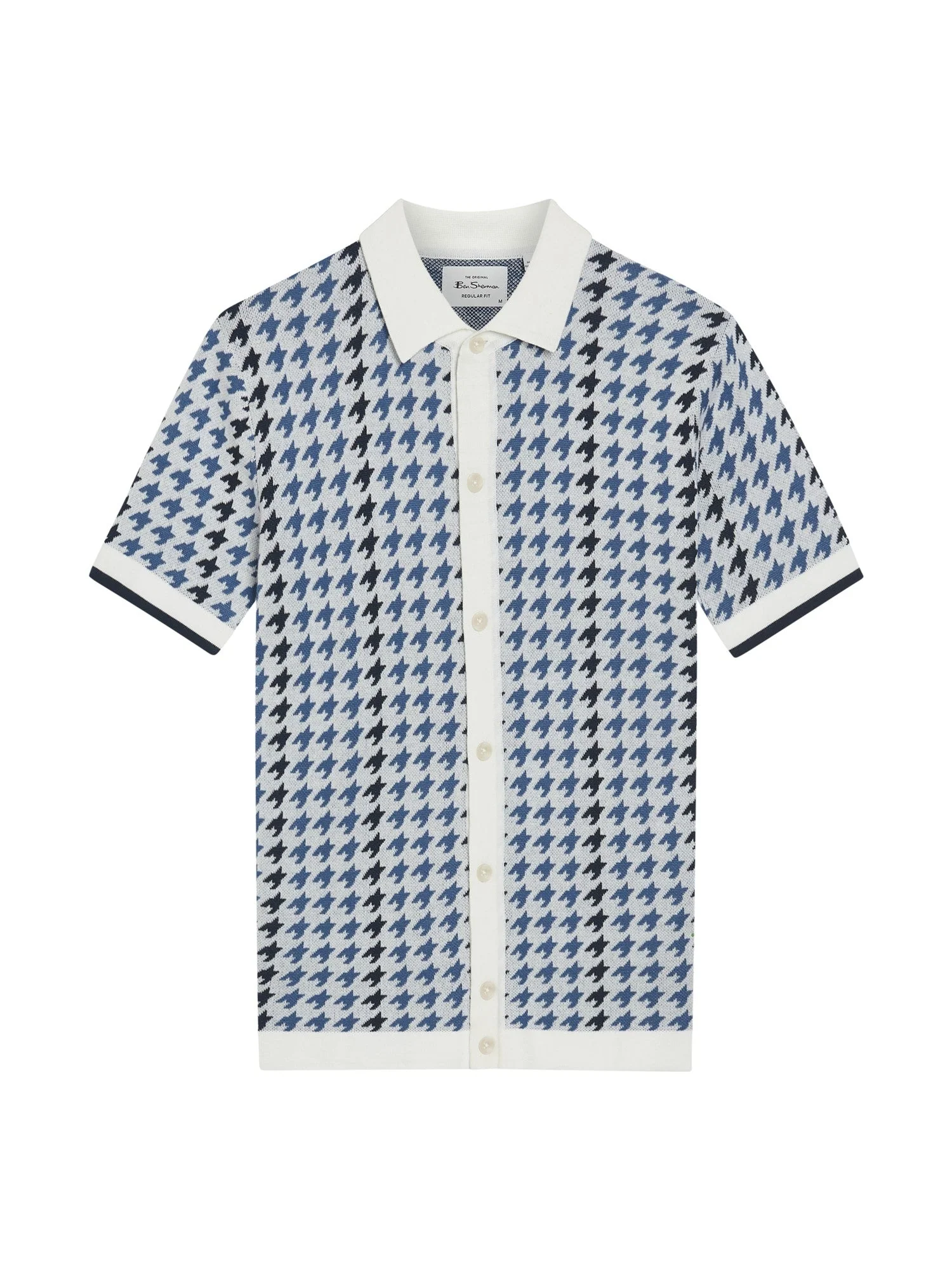 Houndstooth Button Through Polo in Ivory - Image 5