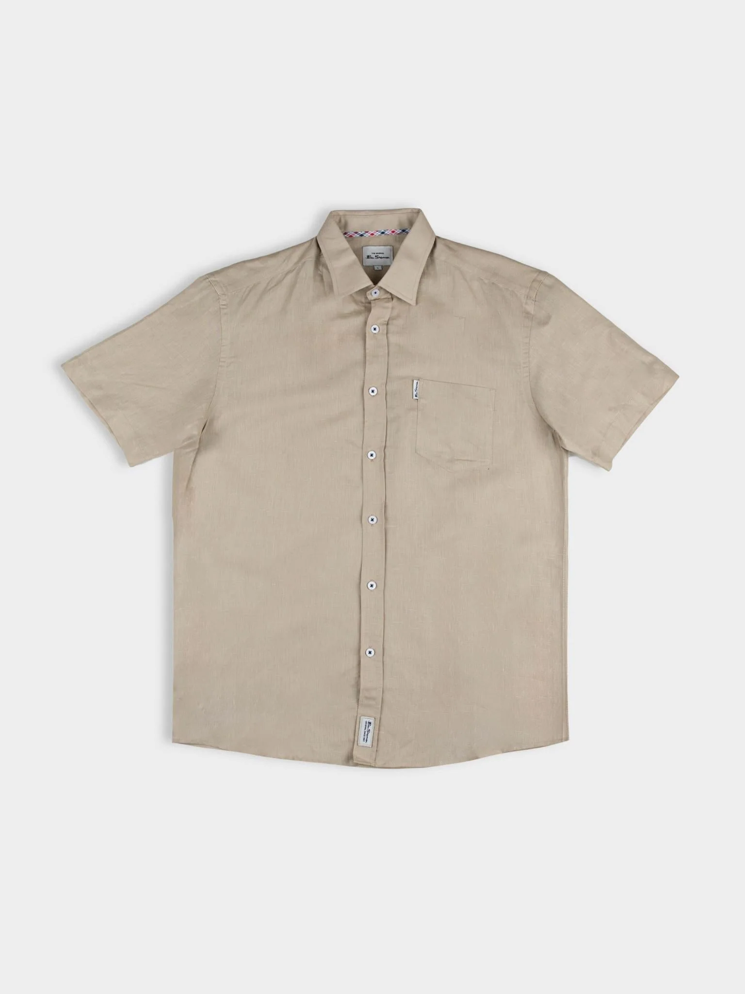 LINEN SHIRT SHORT SLEEVE - Sand - Image 5