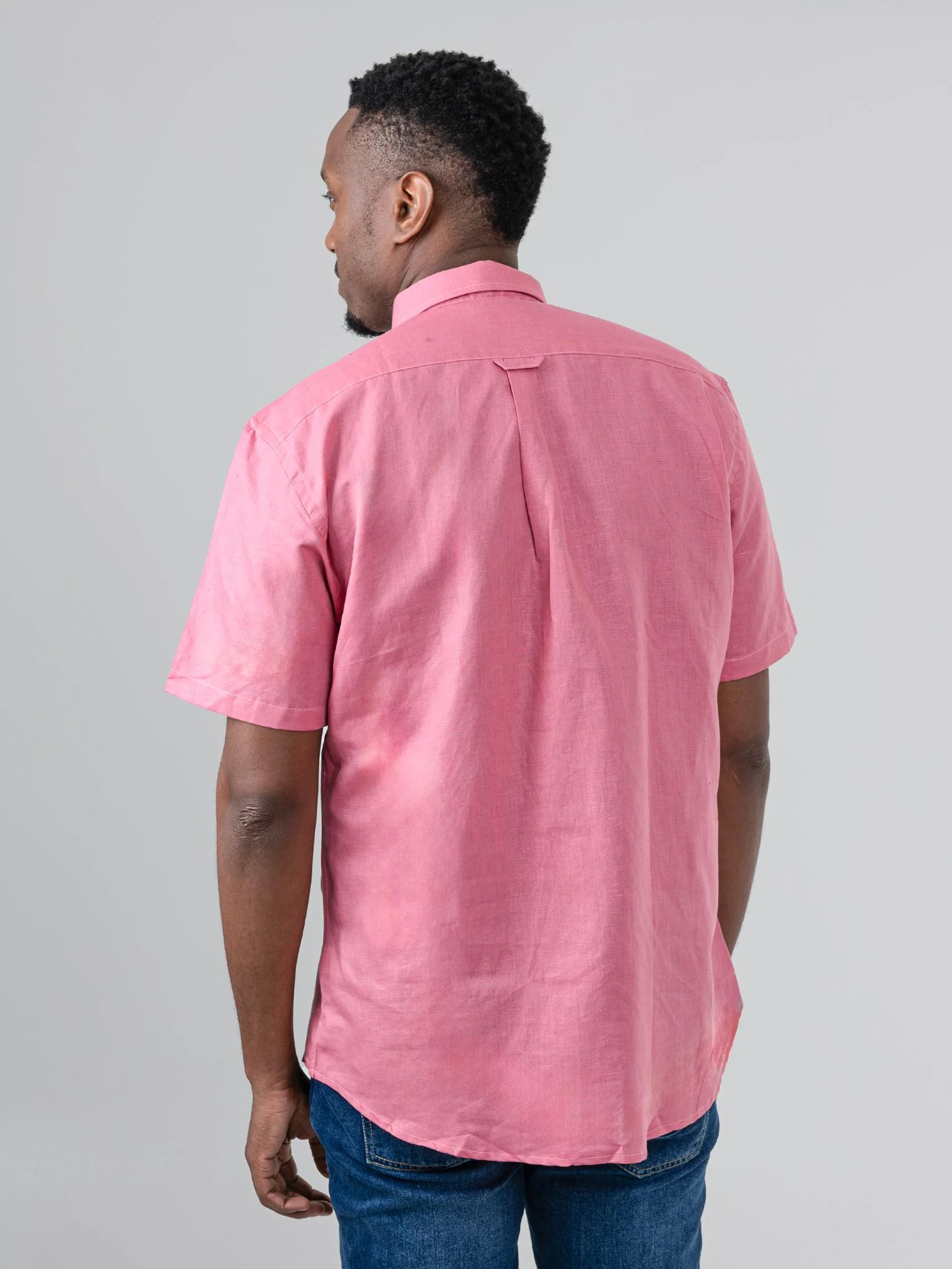 LINEN SHIRT SHORT SLEEVE - Salmon - Image 2