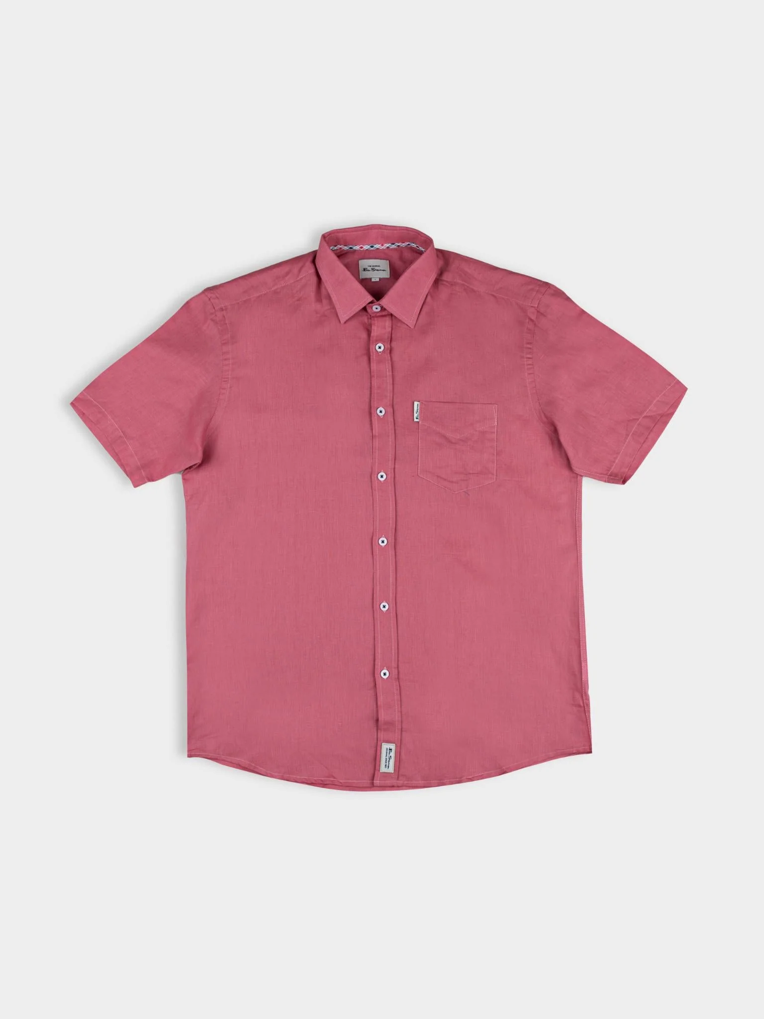 LINEN SHIRT SHORT SLEEVE - Salmon - Image 5