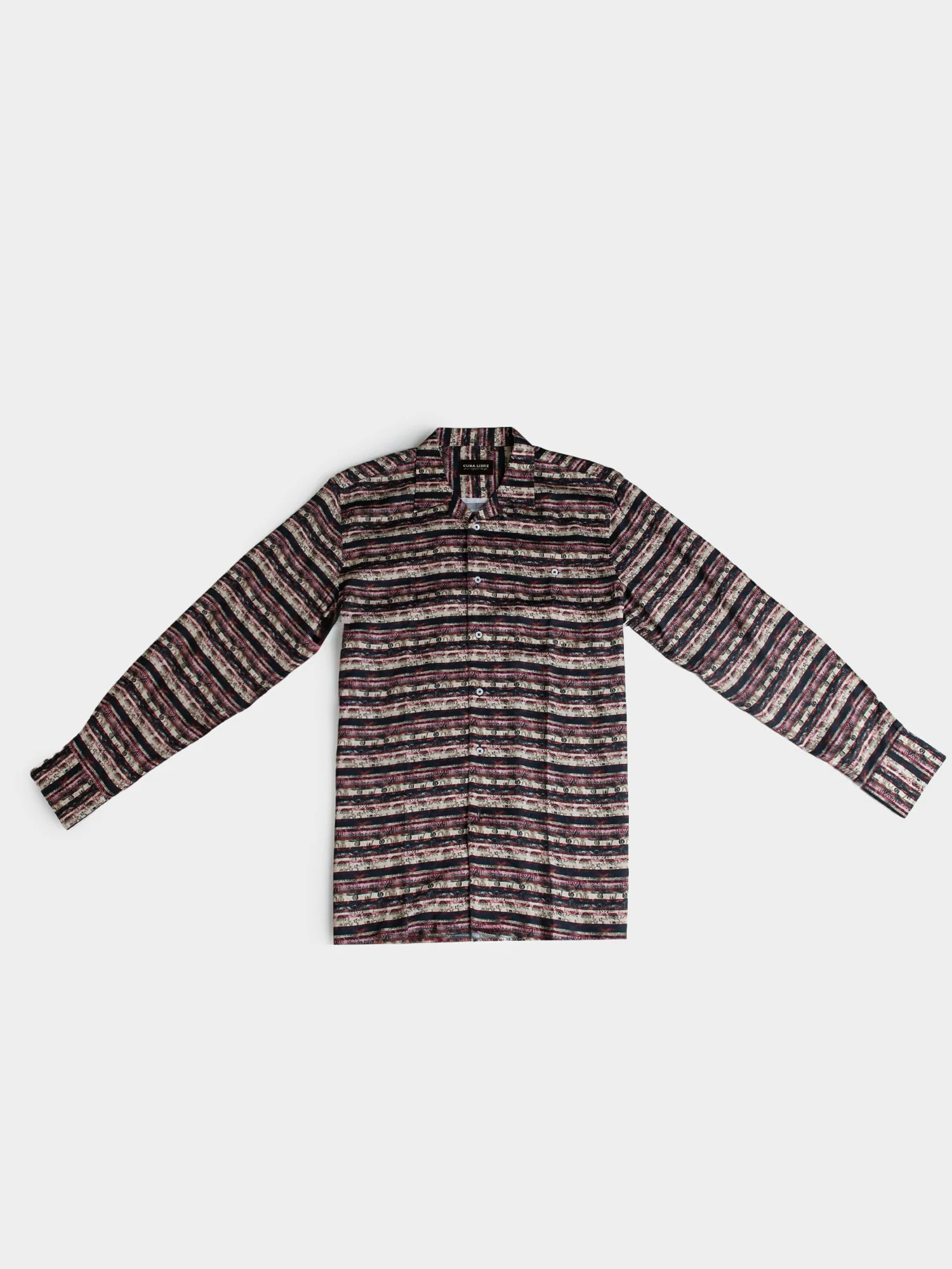 Mario Tencel Print Long Sleeve Shirt - Berry - Image 4