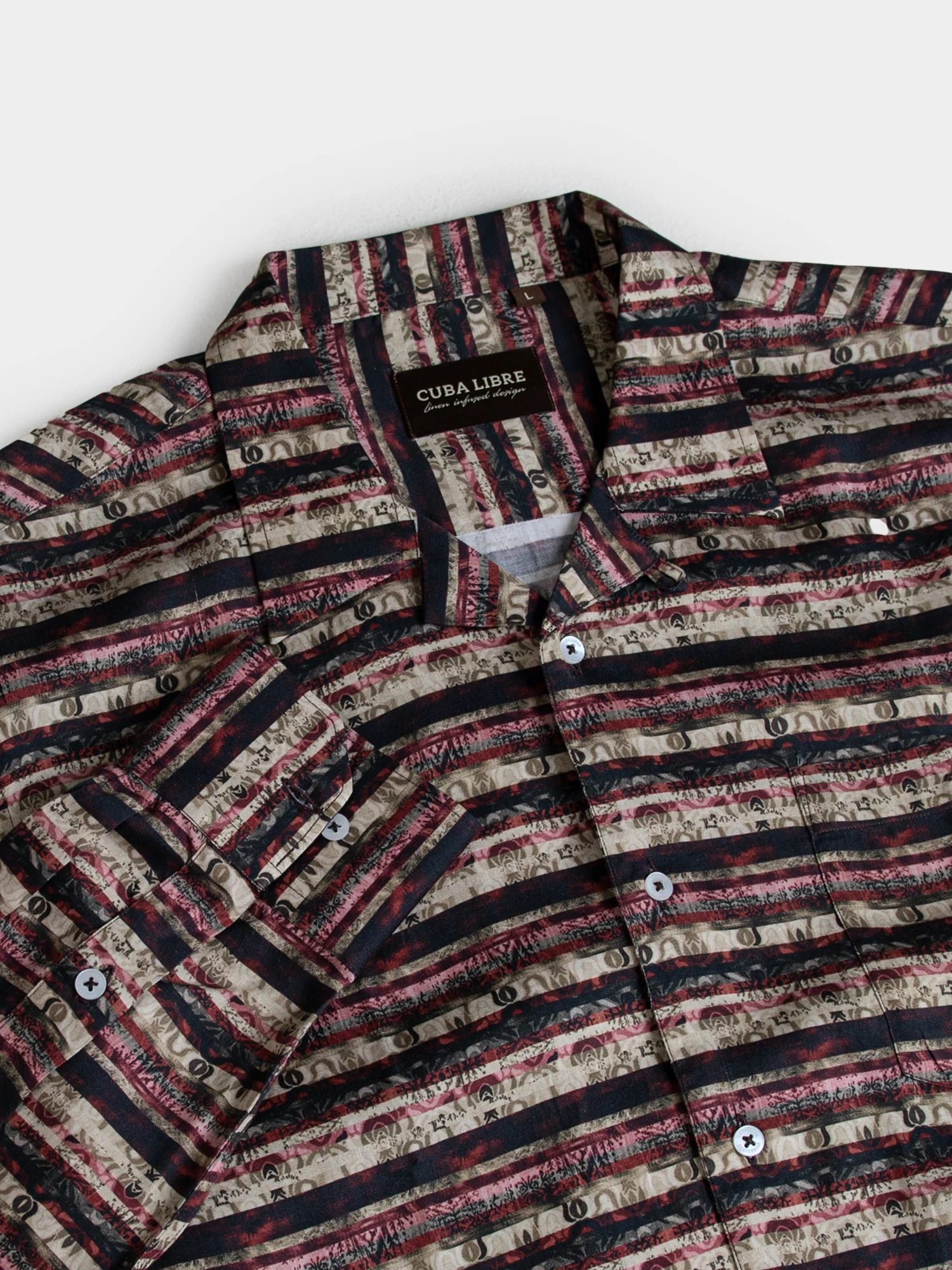 Mario Tencel Print Long Sleeve Shirt - Berry - Image 5