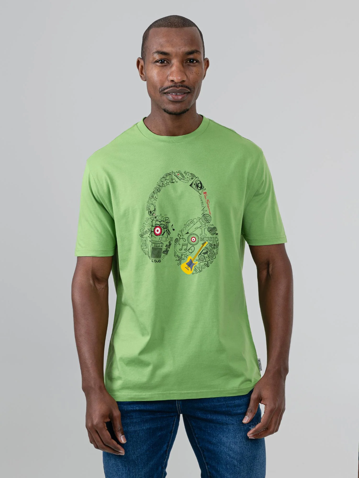 Typography Headphones Tee - Piquant Green