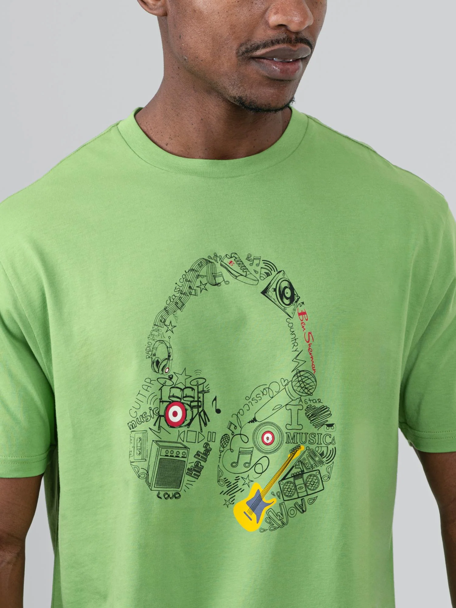 Typography Headphones Tee - Piquant Green - Image 2