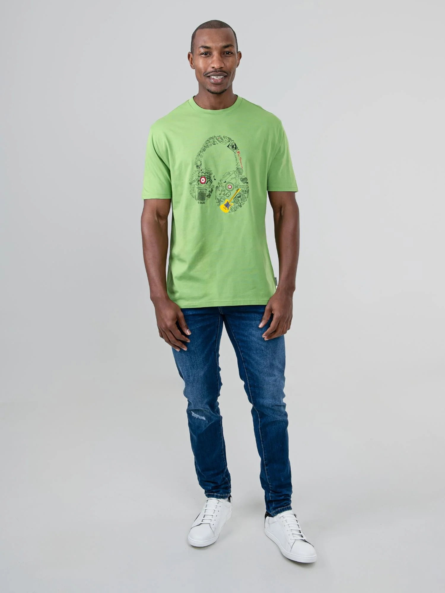 Typography Headphones Tee - Piquant Green - Image 4