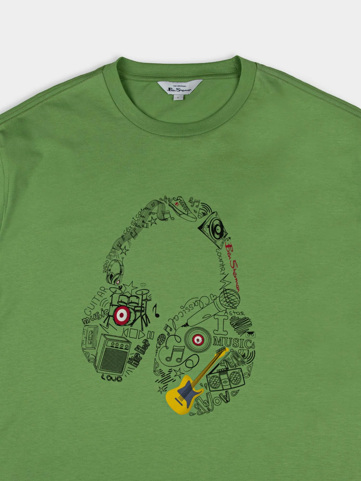 Typography Headphones Tee - Piquant Green - Image 6