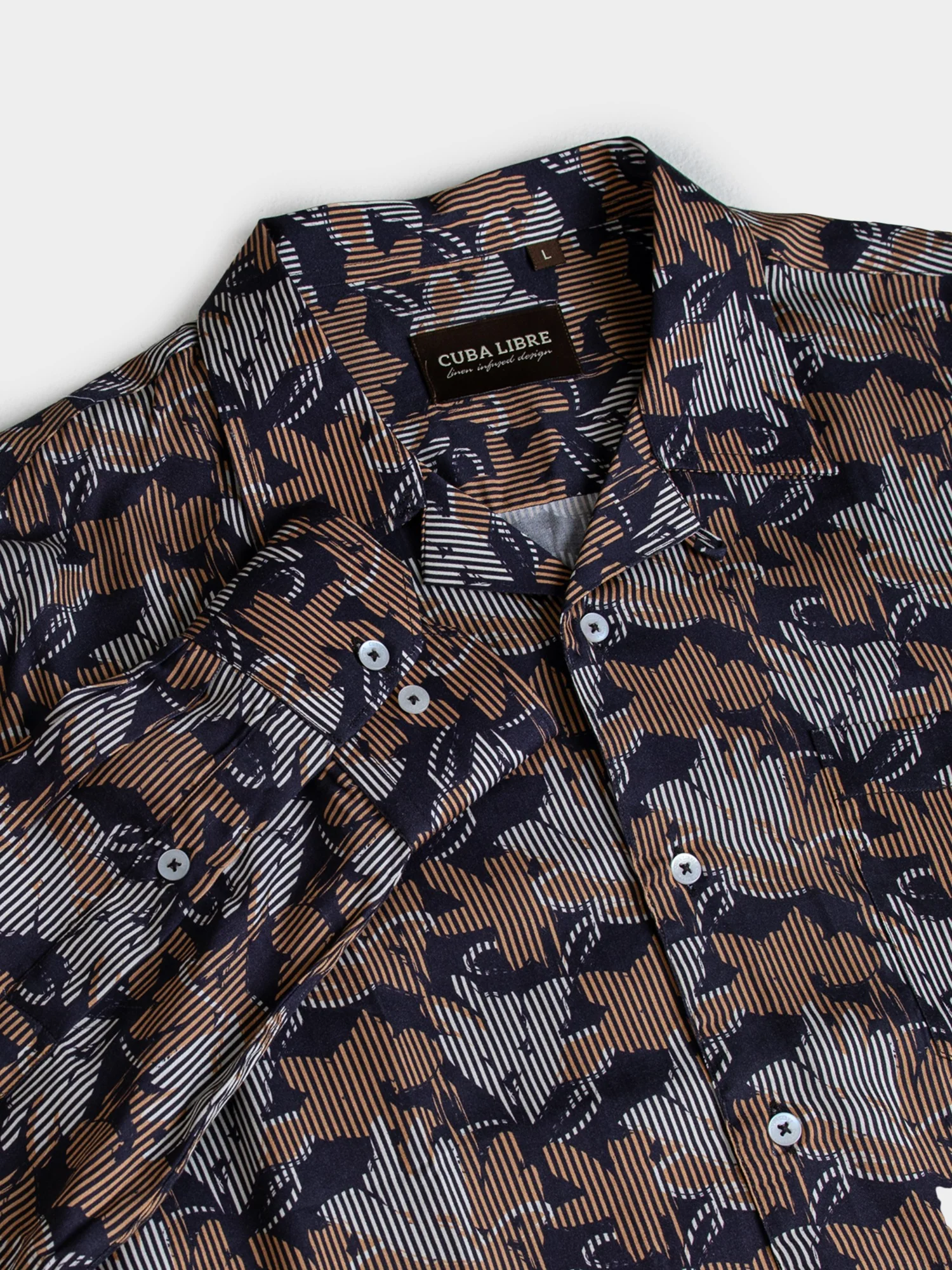 MATEO TENCEL PRINT LONG SLEEVE SHIRT - Walnut - Image 5