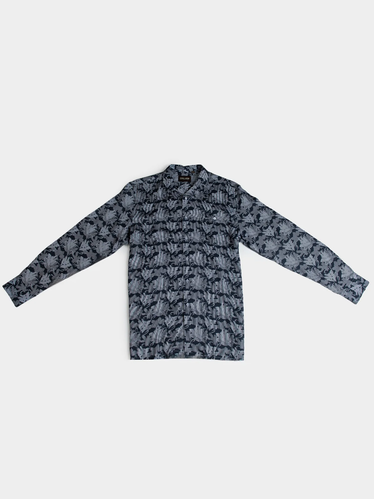 MIGUEL TENCEL PRINT LONG SLEEVE SHIRT - BLACK - Image 4