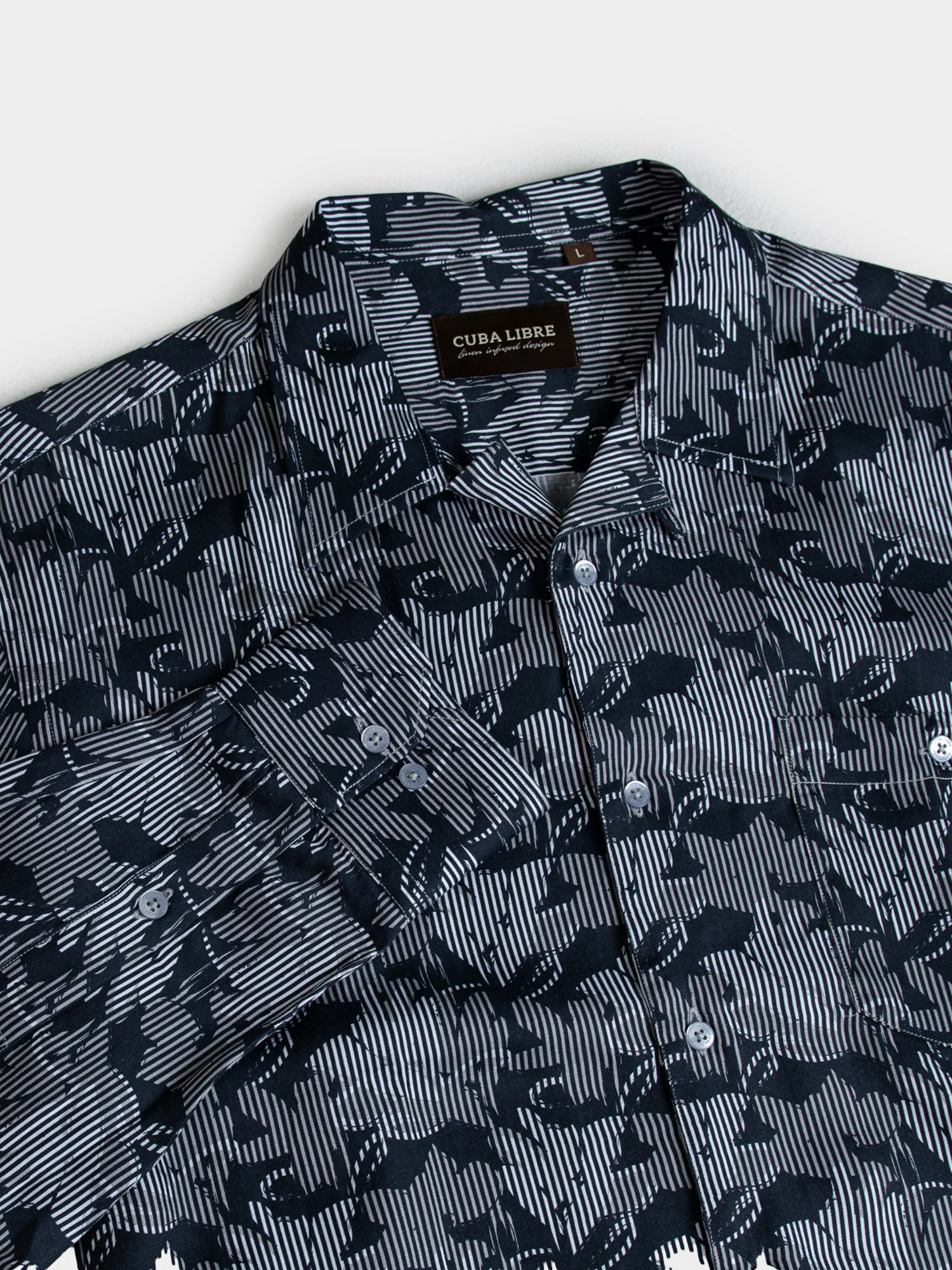 MIGUEL TENCEL PRINT LONG SLEEVE SHIRT - BLACK - Image 5