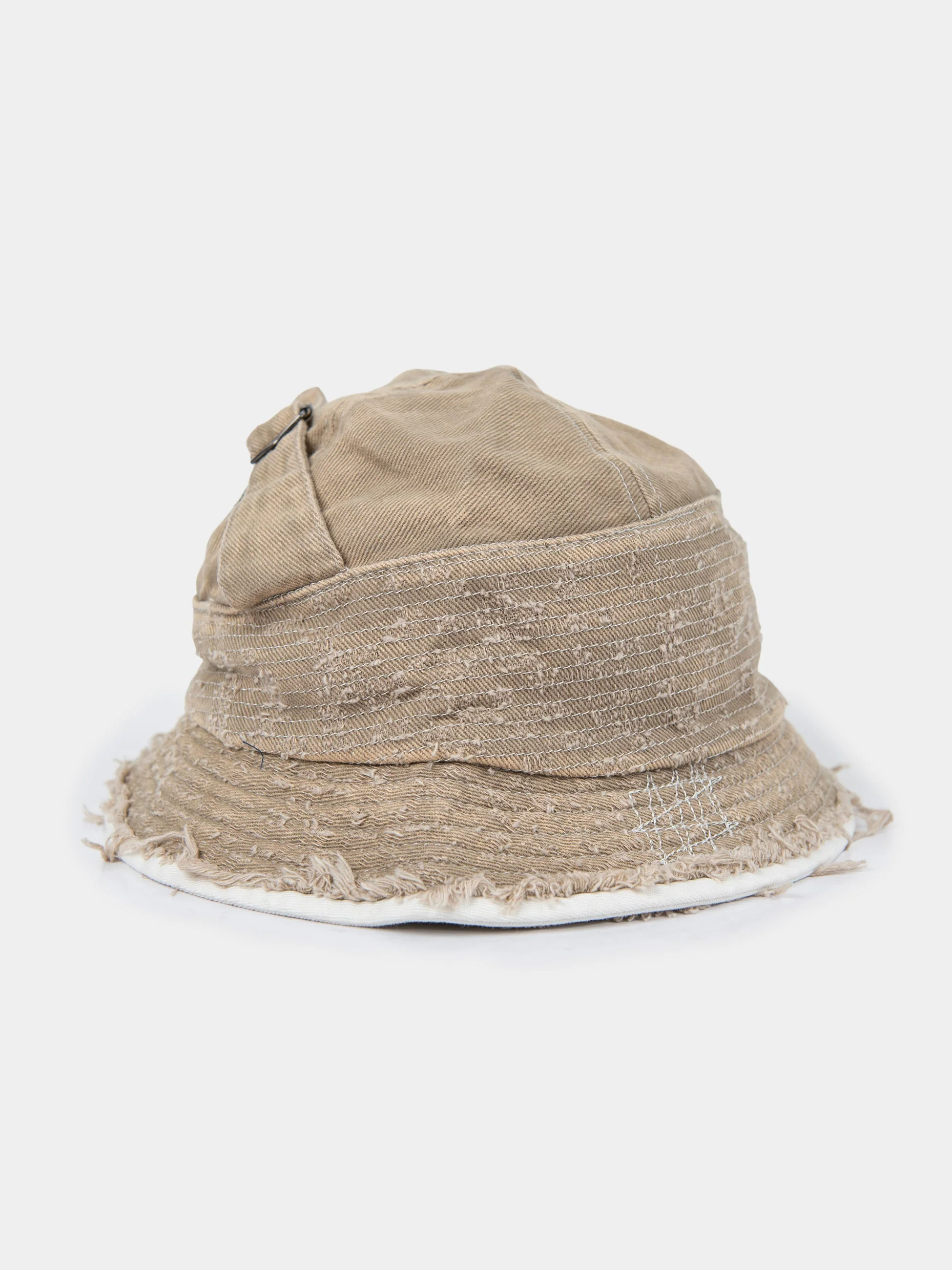 FRAYED BUCKET HAT - Stone - Image 3