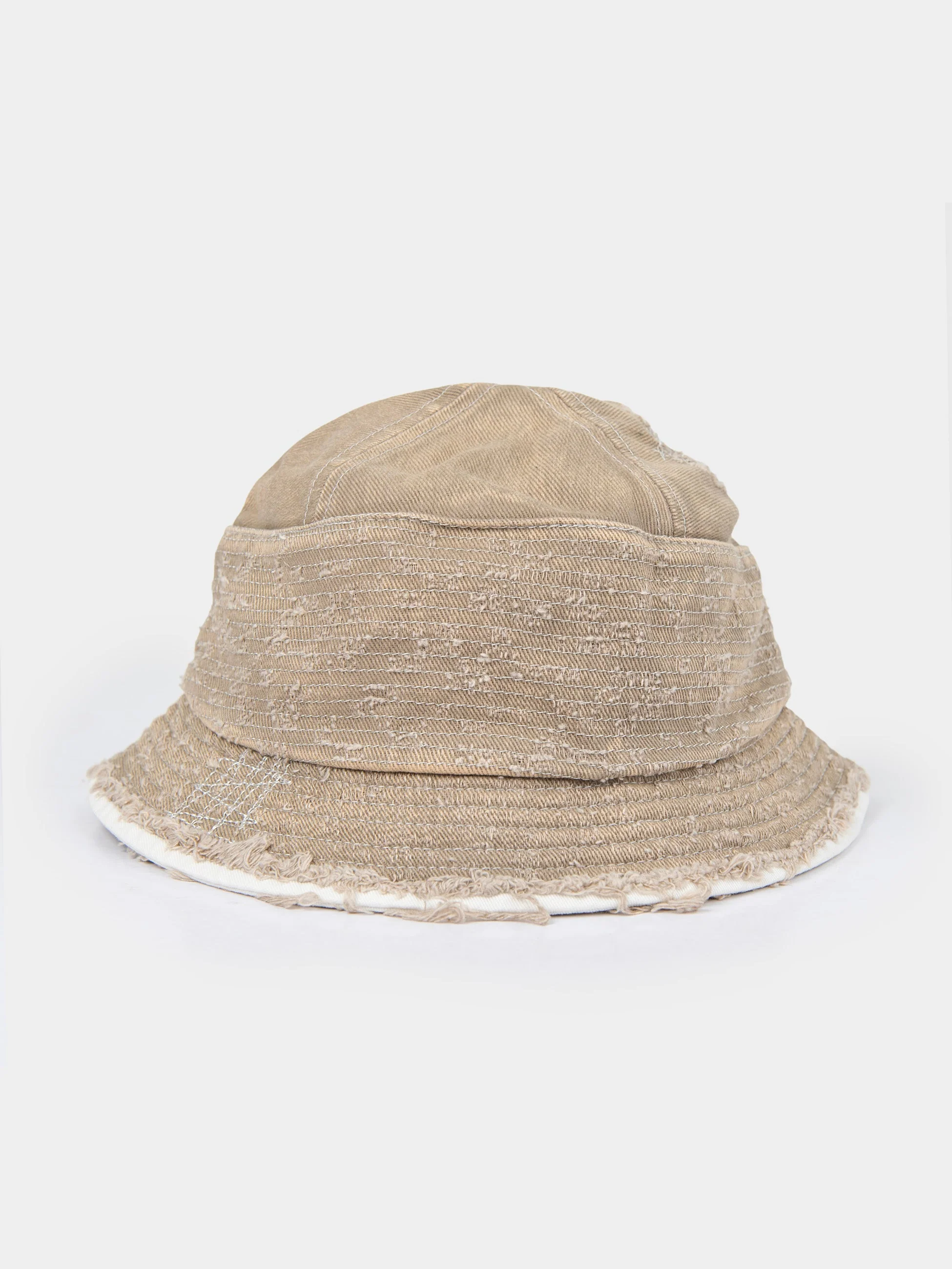 FRAYED BUCKET HAT - Stone - Image 4