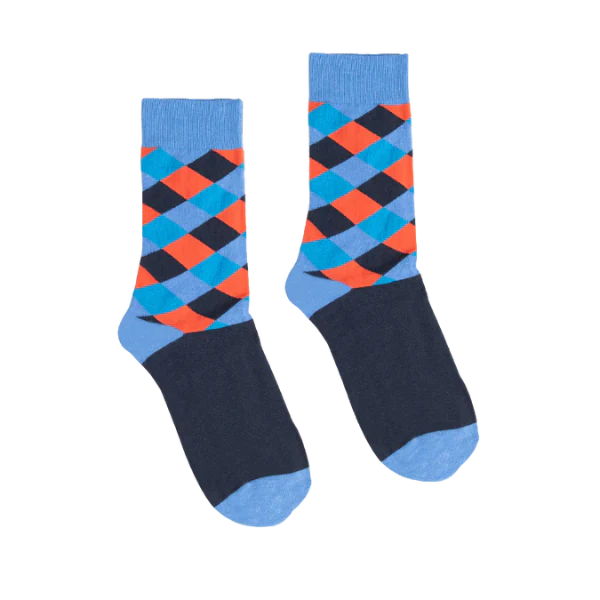 Partisan Socks - Argyle - Navy / Blue / Orange
