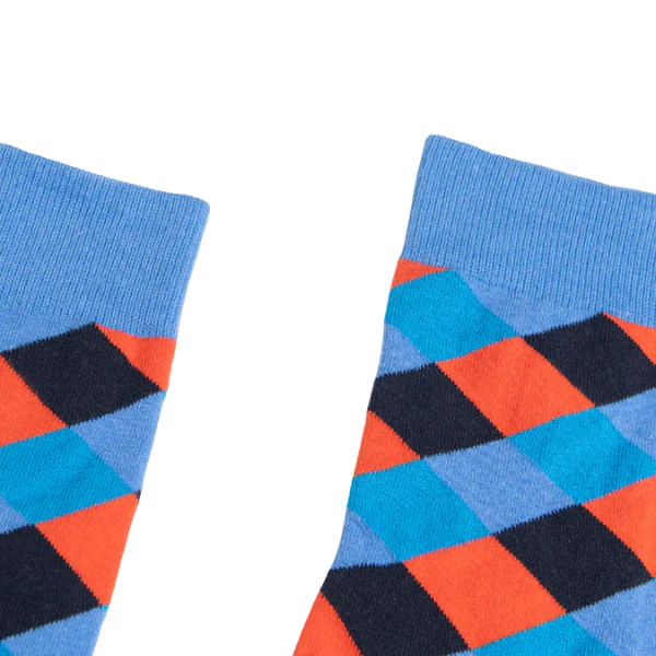 Partisan Socks - Argyle - Navy / Blue / Orange - Image 2
