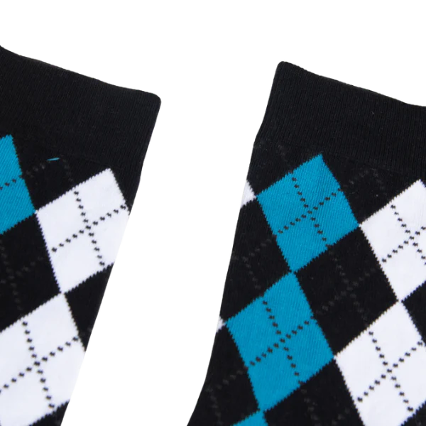 Partisan Socks - Multi Argyle Print - Black / White / Teal - Image 2