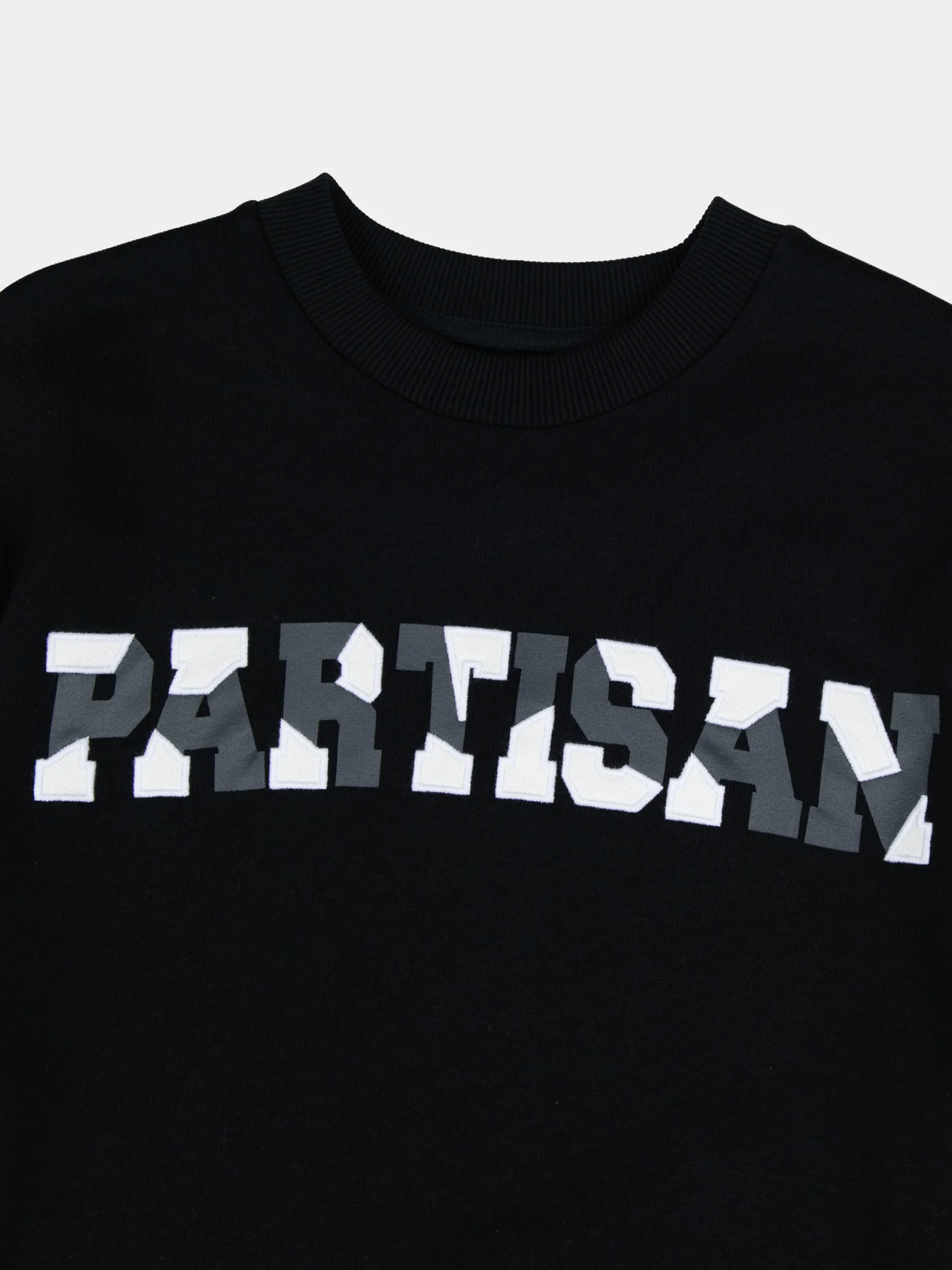 Partisan Twill Applique Crew Sweat - Black - Image 2