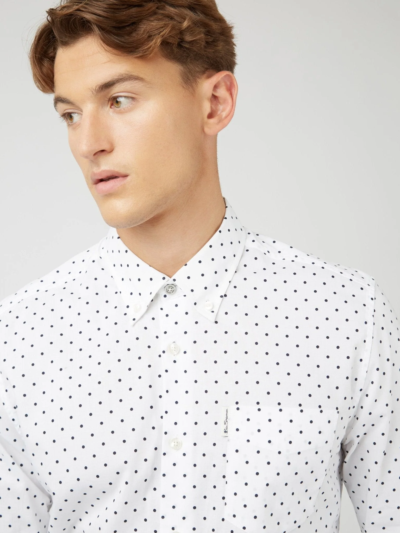 Polka Dot Print Shirt (Regular Fit) - White - Image 4