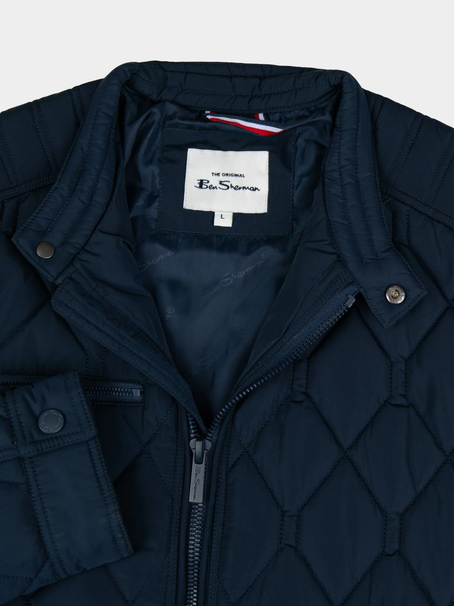 Quilted Bomber Jacket - Navy - Image 2