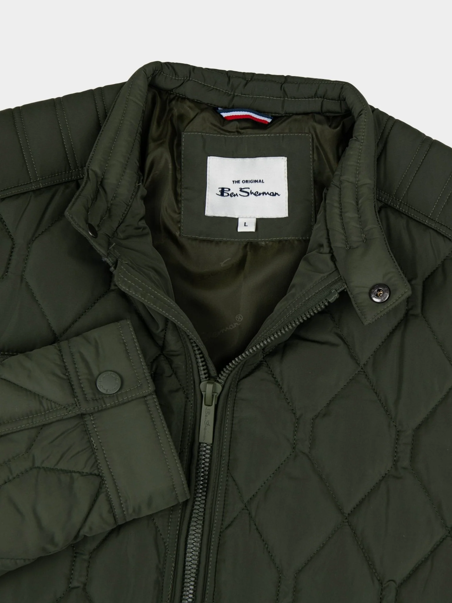 Quilted Bomber Jacket - Olive - Image 2