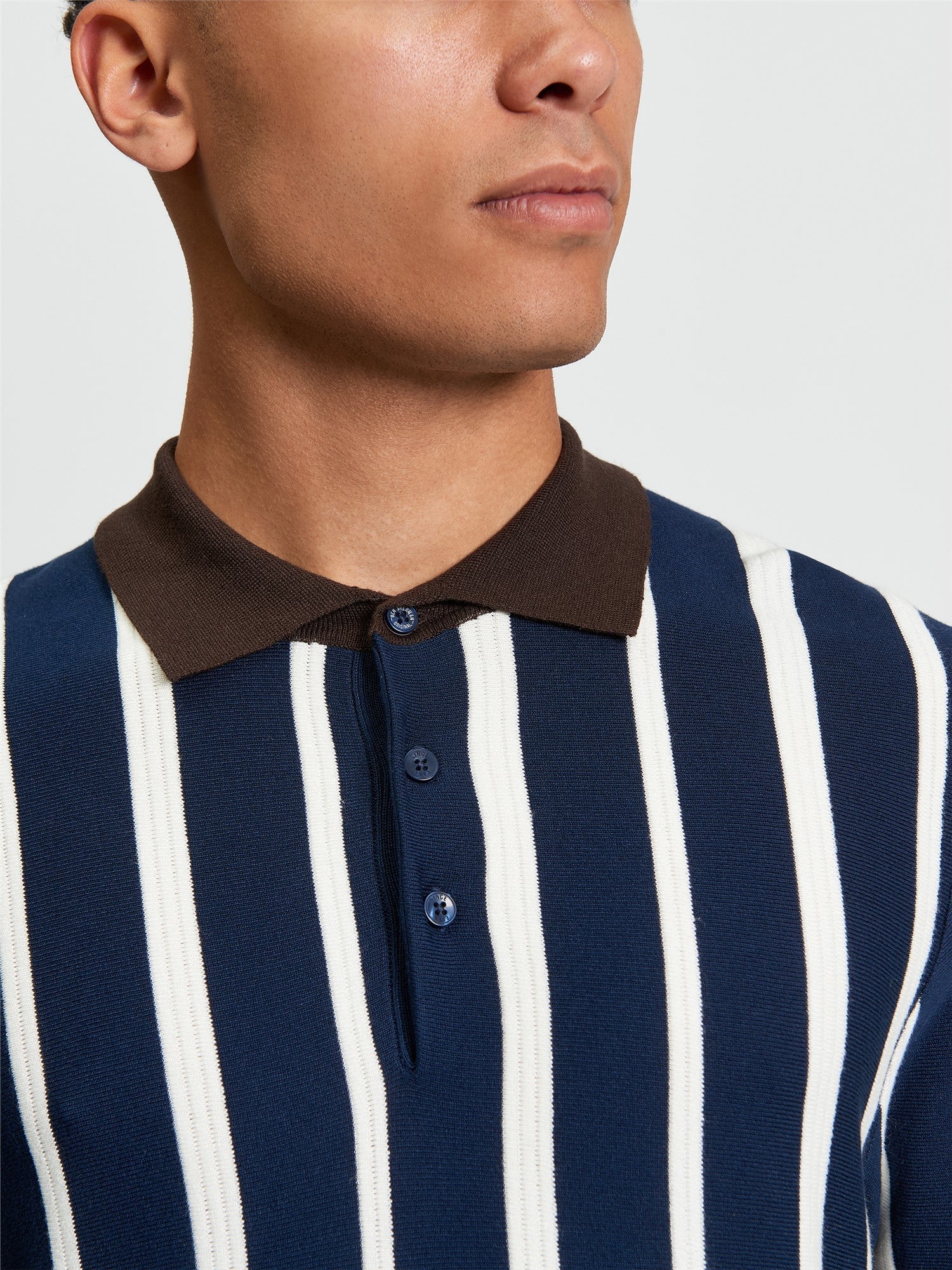 Raised Stripe Polo in Dark Navy - Image 3