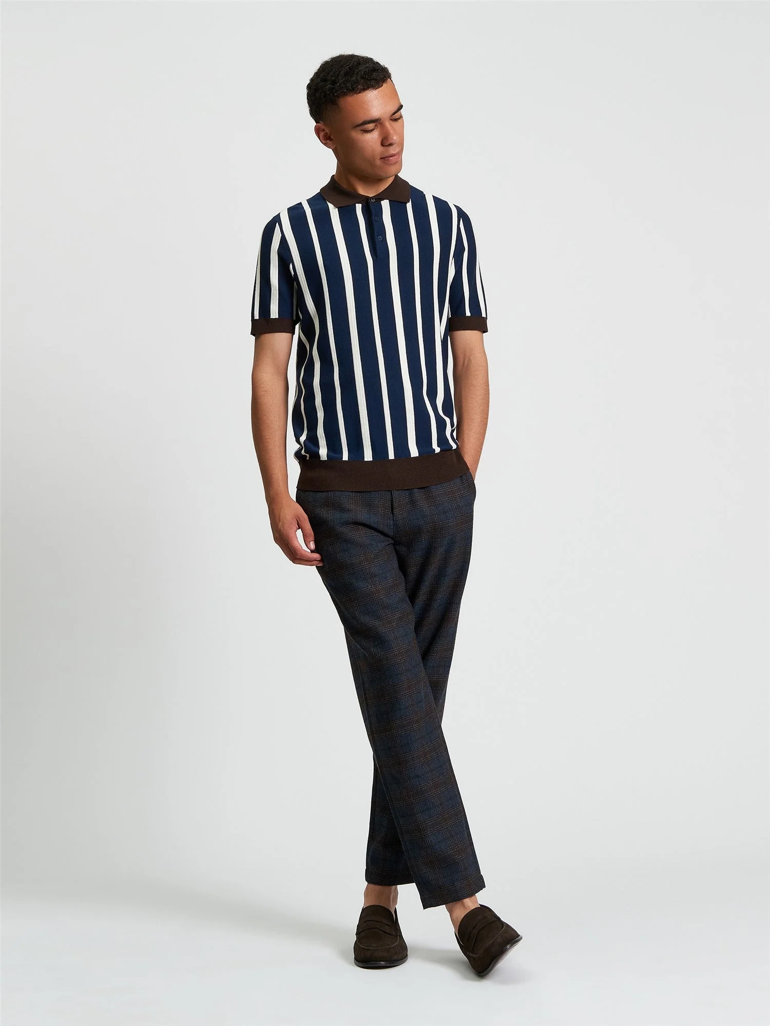 Raised Stripe Polo in Dark Navy - Image 4