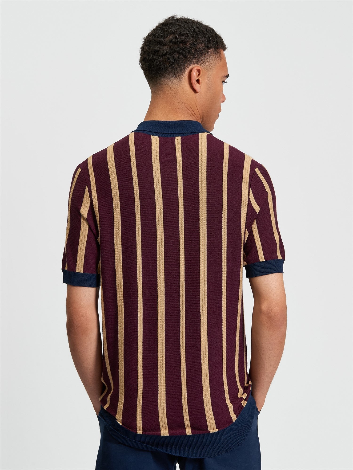 Raised Stripe Polo in Dark Wine - Image 2