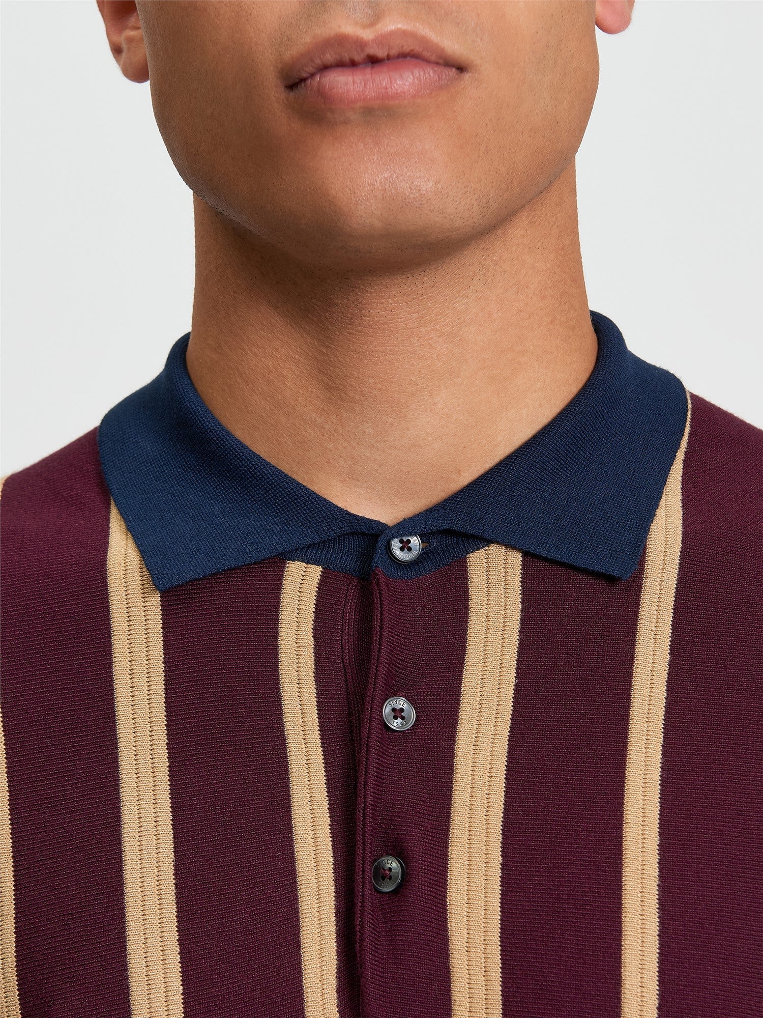 Raised Stripe Polo in Dark Wine - Image 3
