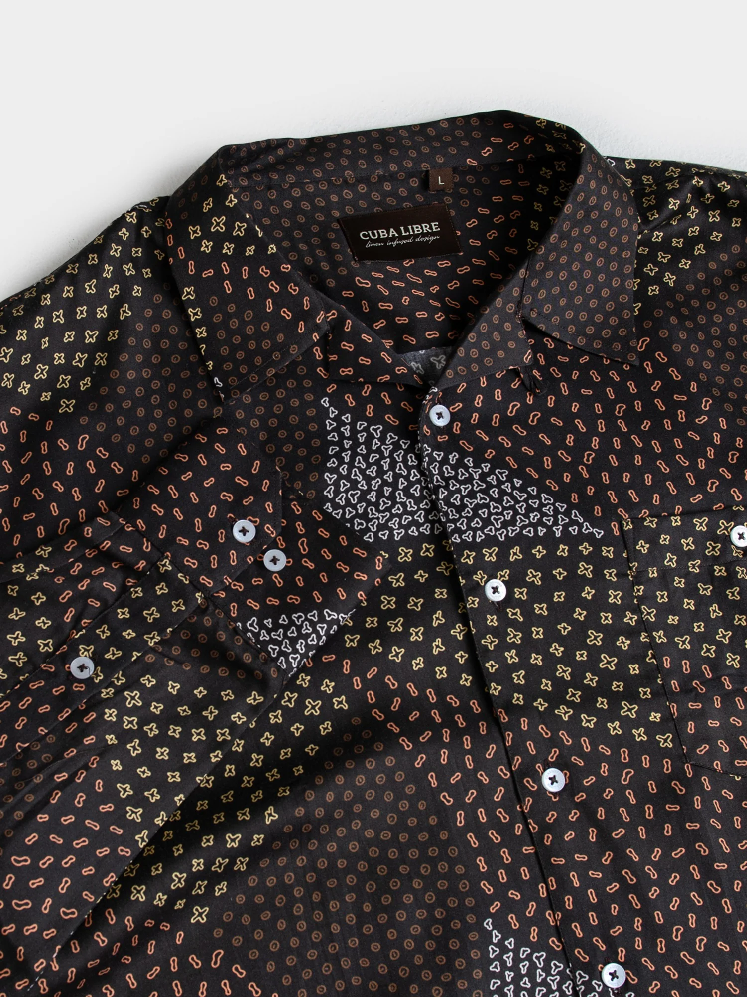 RAUL TENCEL PRINT LONG SLEEVE SHIRT - CHOCOLATE - Image 5