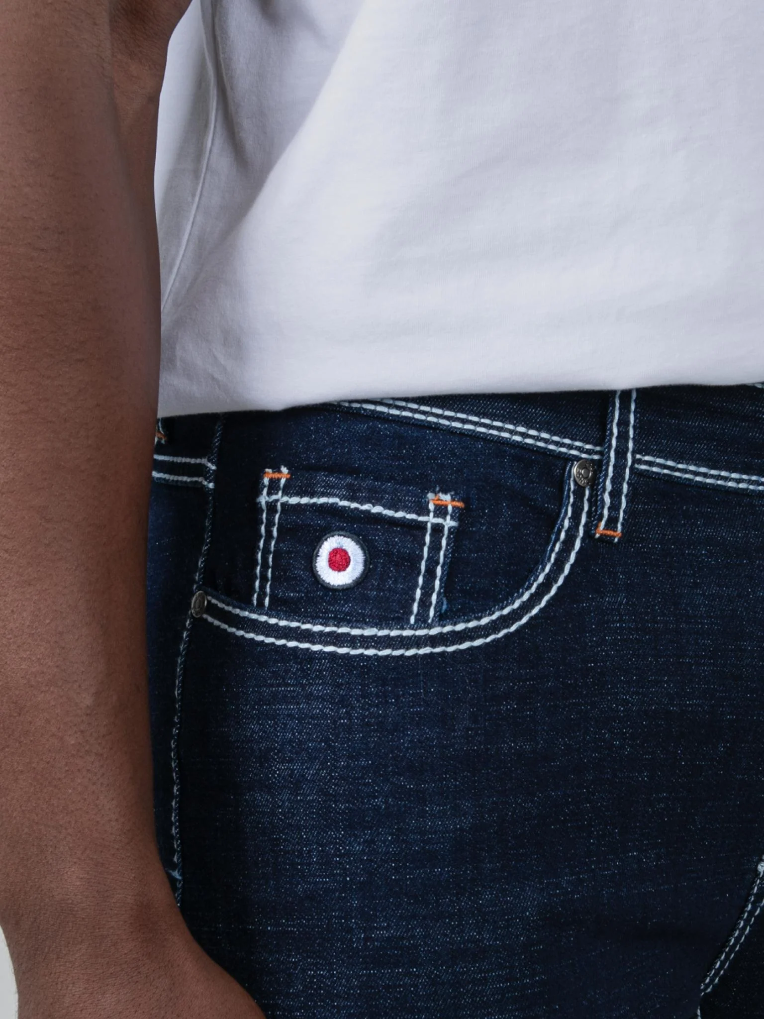 Saddle Stitch Slim Fit Denim - Dark Navy - Image 3