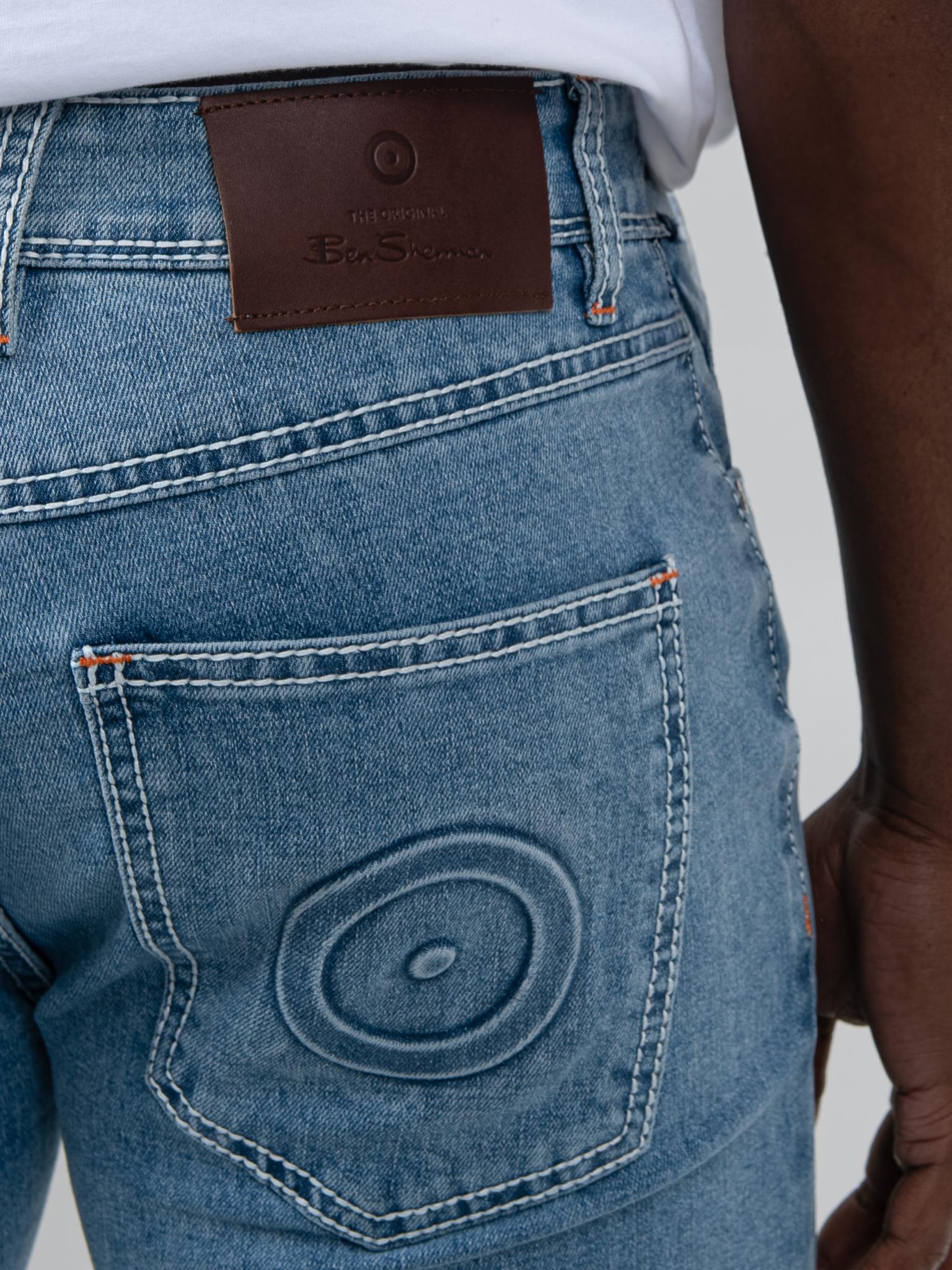Saddle Stitch Slim Fit Denim - Light Blue - Image 4