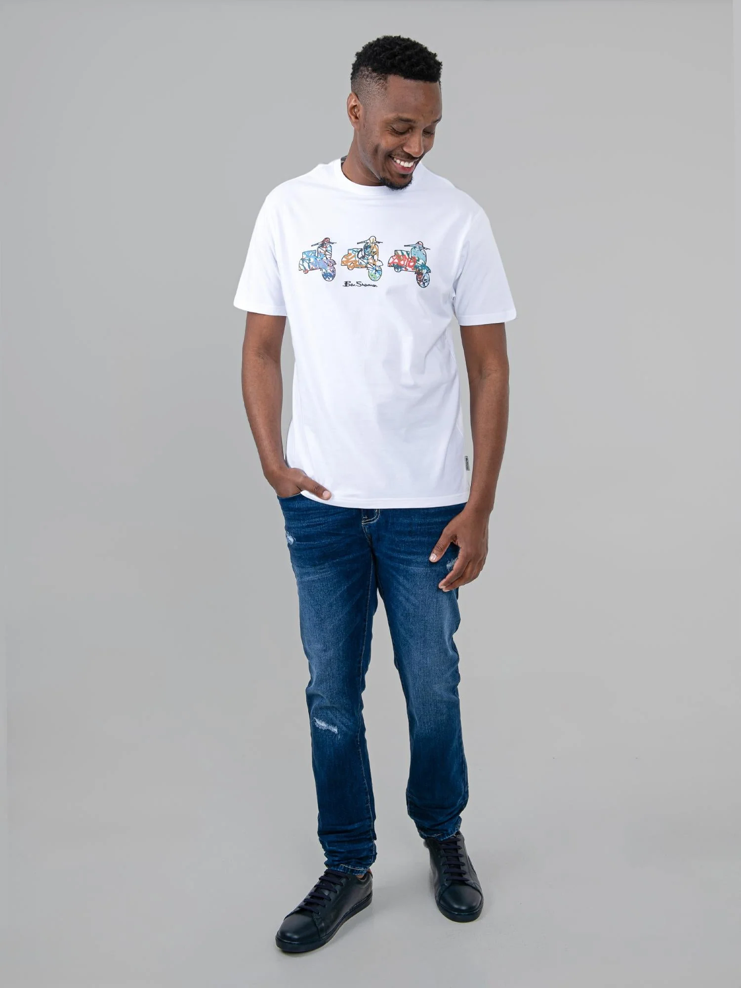 Scooter Spray Tee - White - Image 4