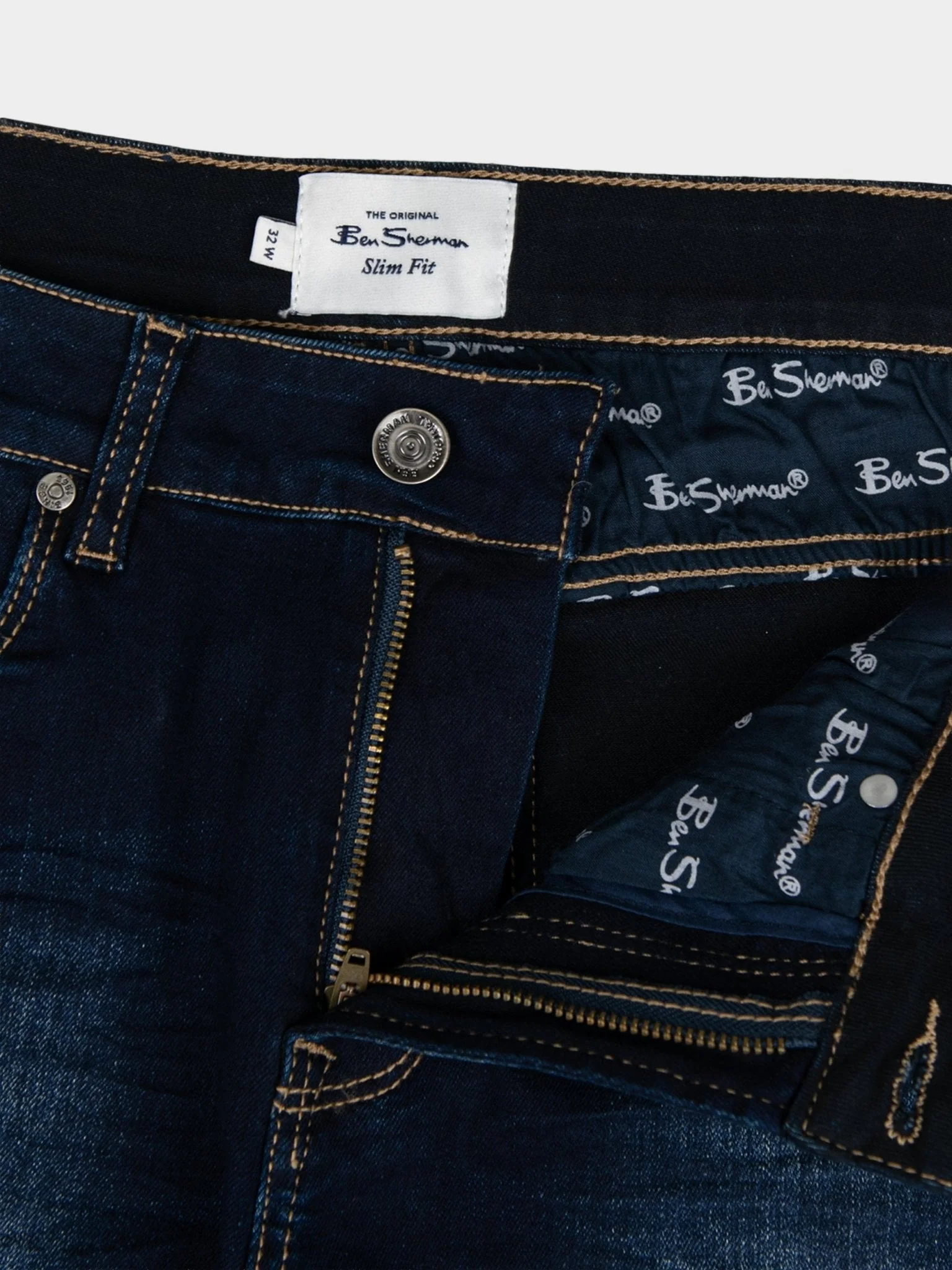 Slim Fit Enzyme Dirty Wash Denim - Dark Blue - Image 2