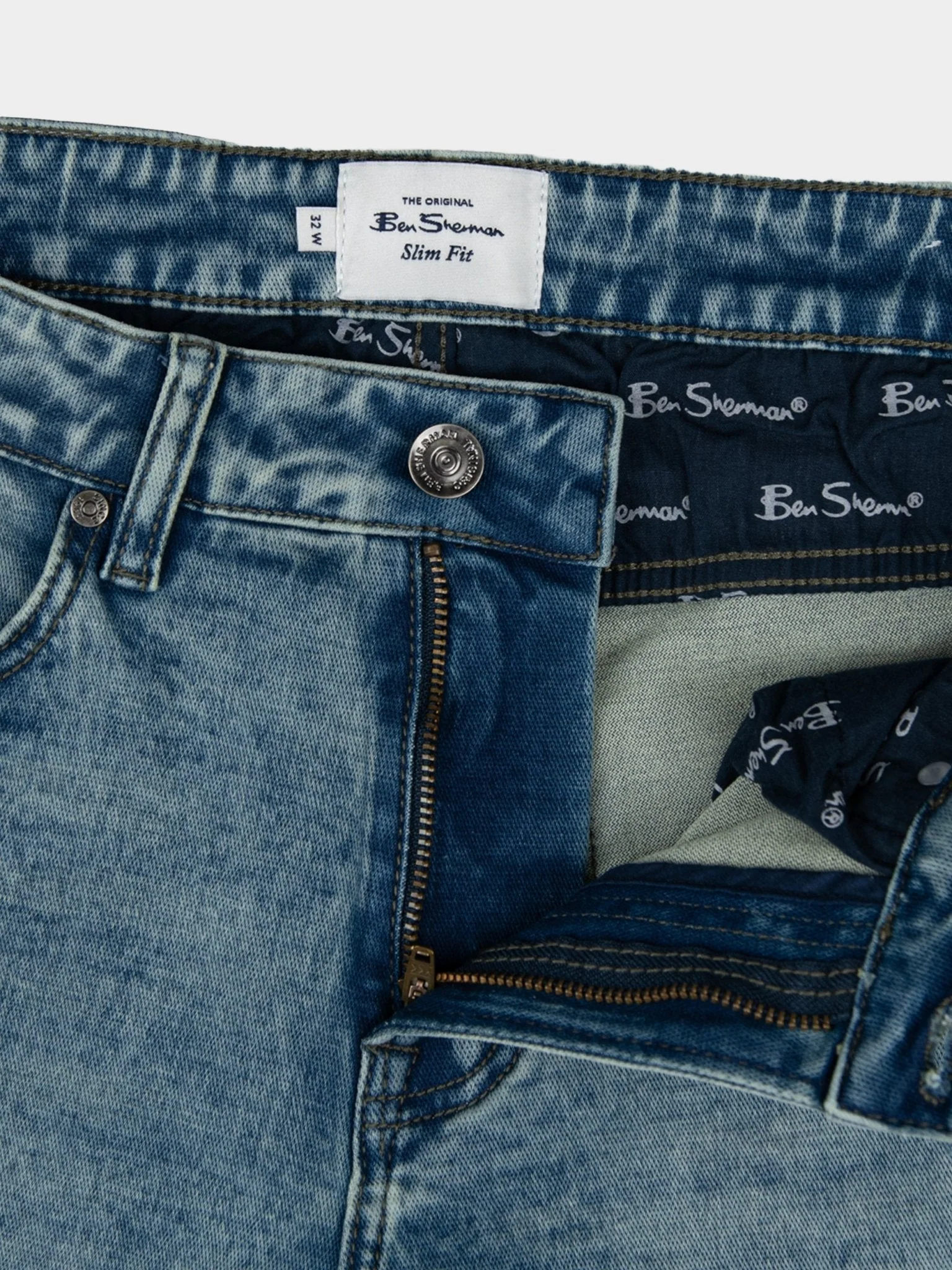 SLIM FIT SAND WASH DENIM - Mid Blue - Image 2