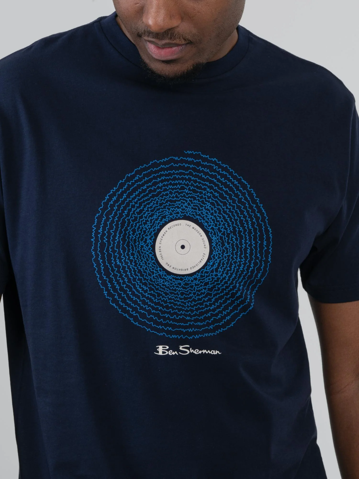 Sound Wave Record Tee - Navy - Image 2