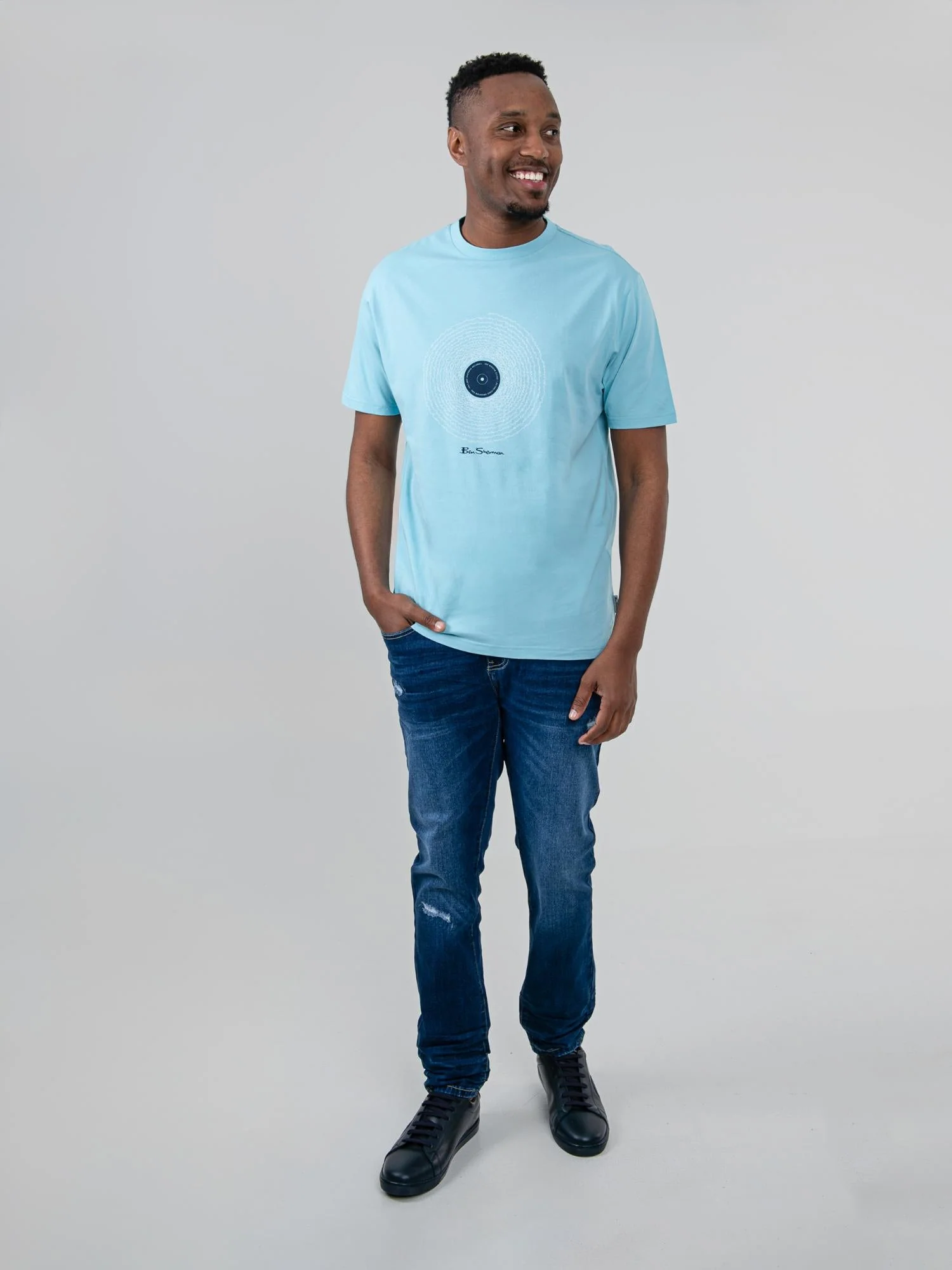 Sound Wave Record Tee - Retro Blue - Image 4
