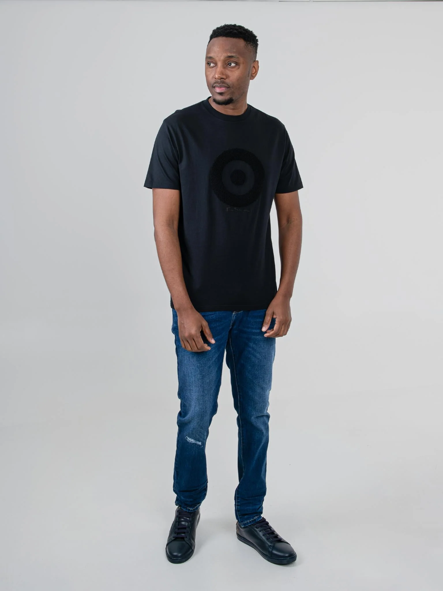 Target Towelling Applique Tee - Black - Image 4