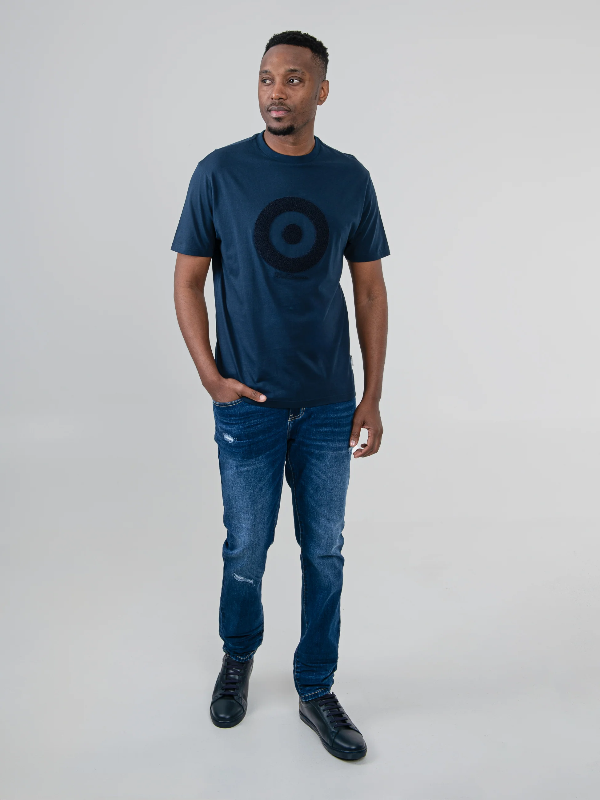 Target Towelling Applique Tee - Navy - Image 4