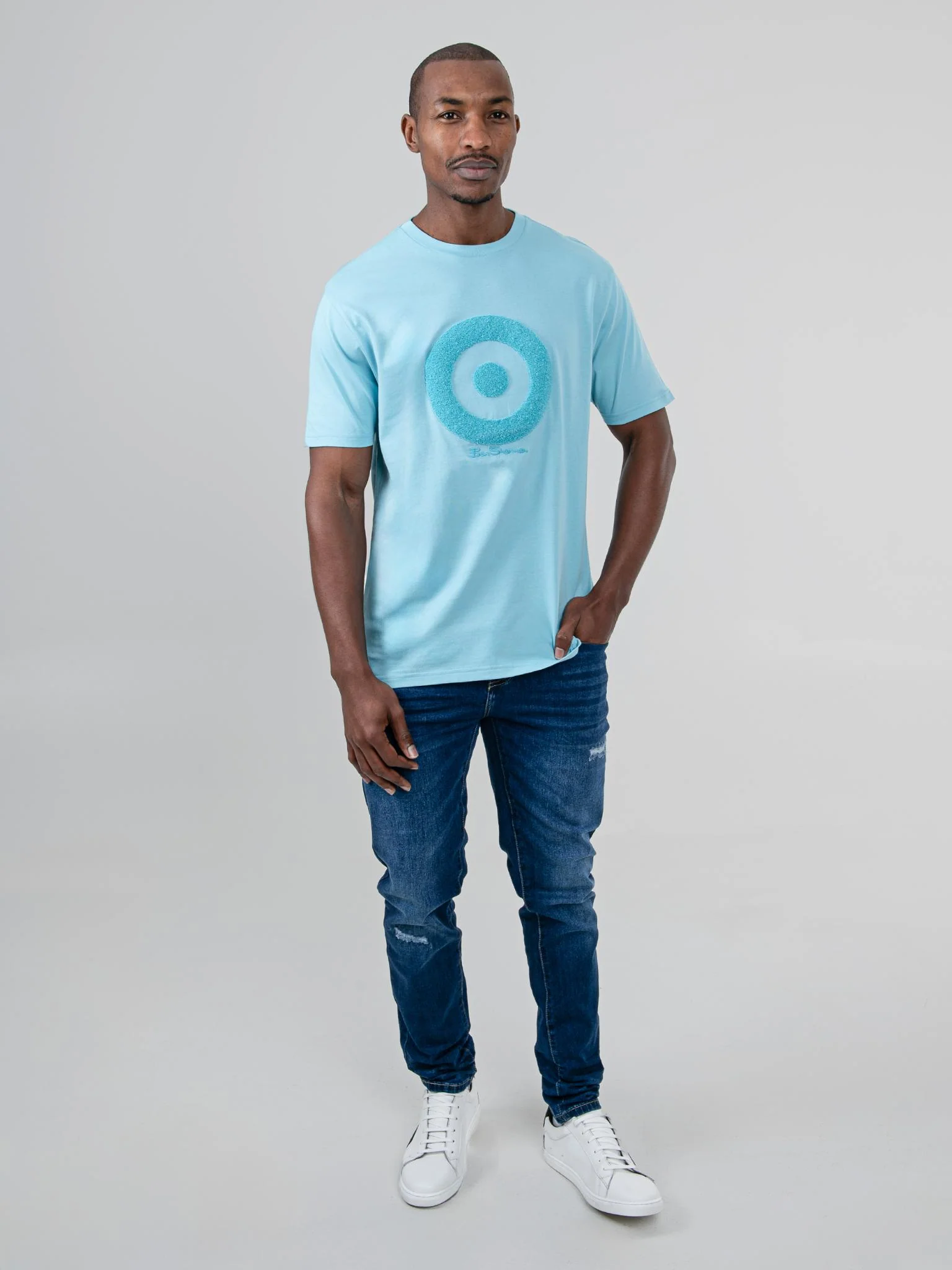 Target Towelling Applique Tee - Retro Blue - Image 3